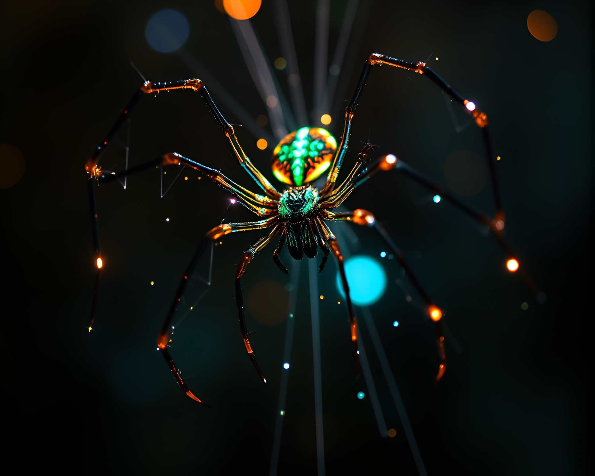 Pixel Art Mechanical Spider in Fairy Light Sparkle – free AI stock image