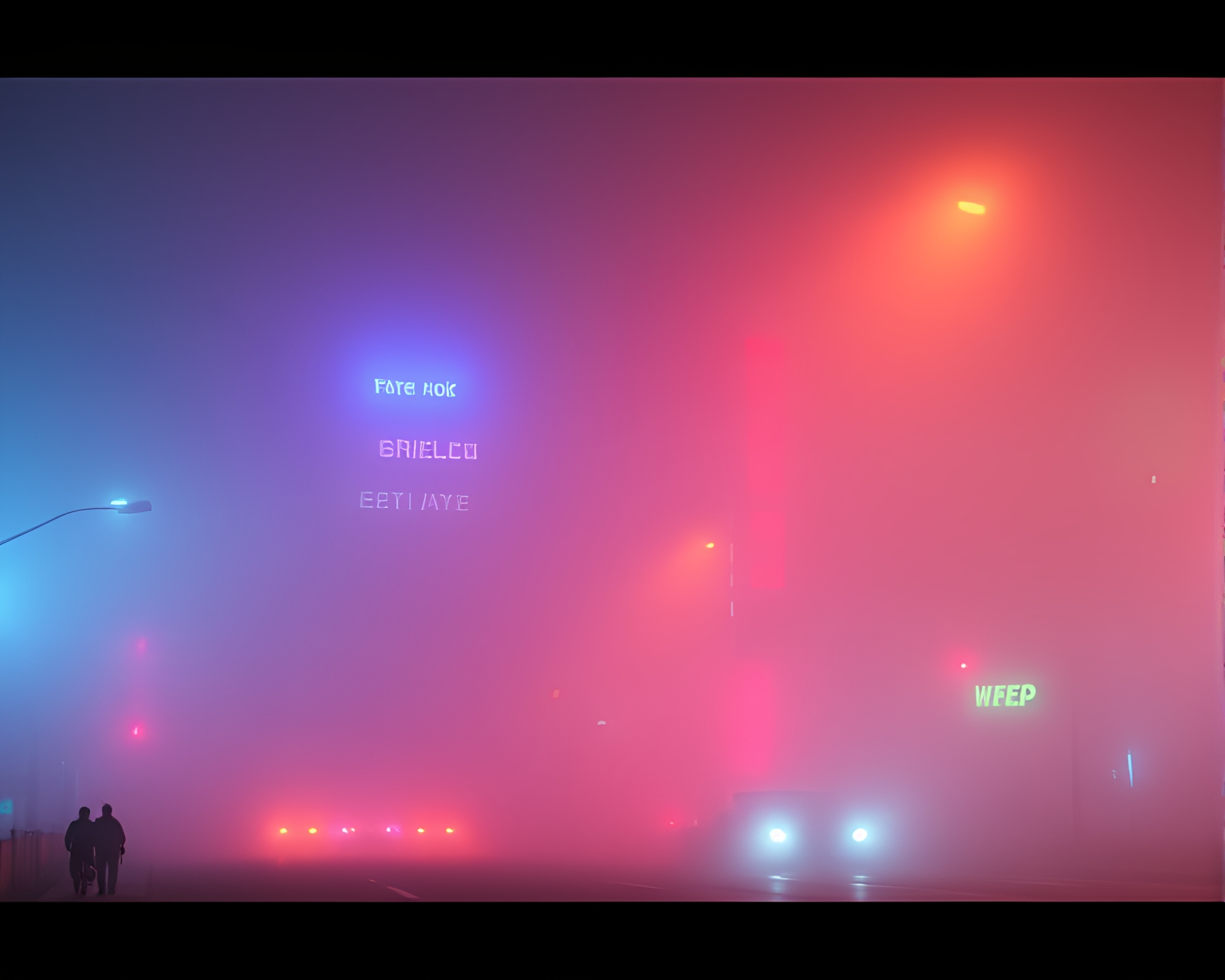 Neon City Shielded by Fog Banks Film Strip – free AI stock image