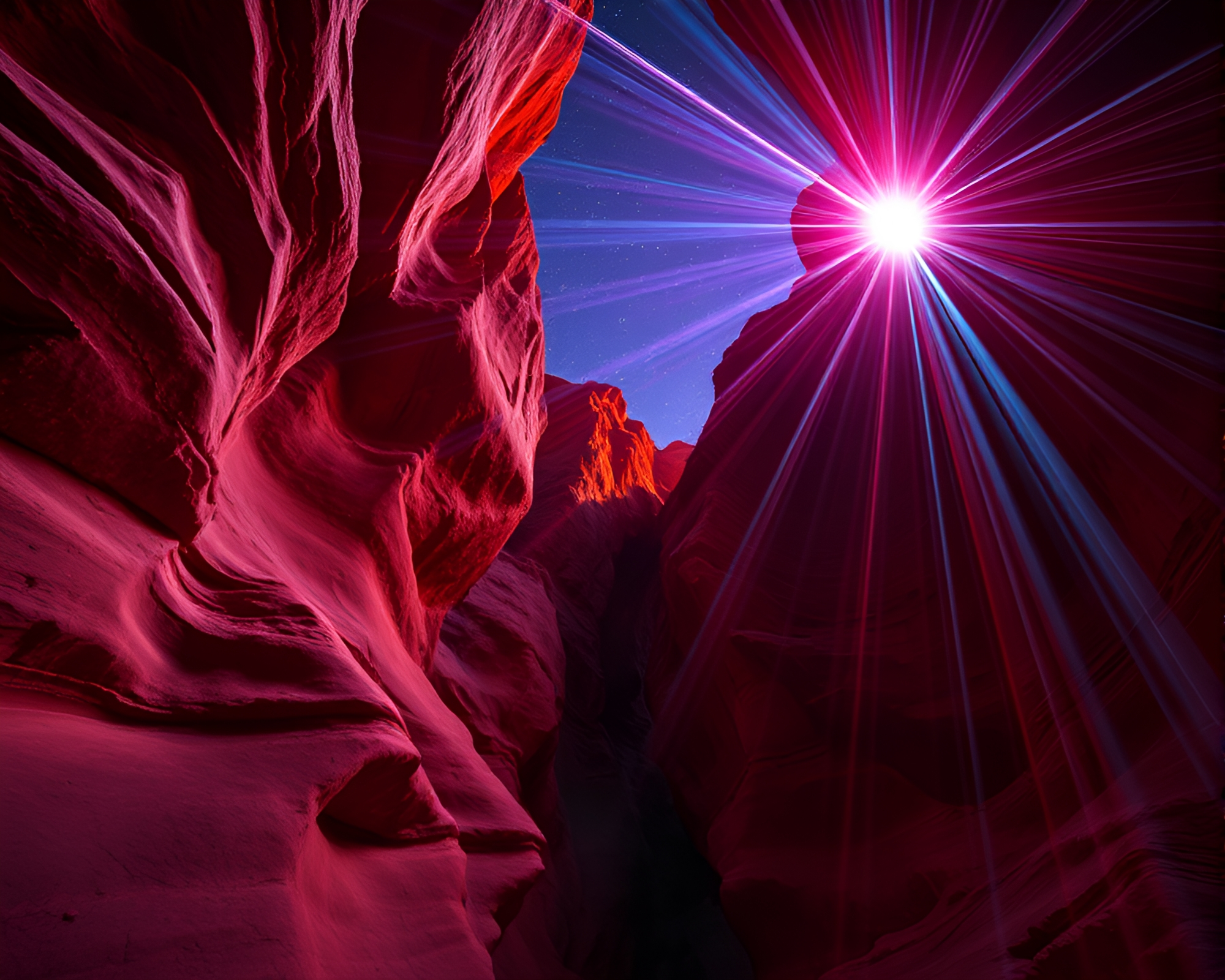 Surreal Canyon Light Trails Bursting with Colors – free AI stock image