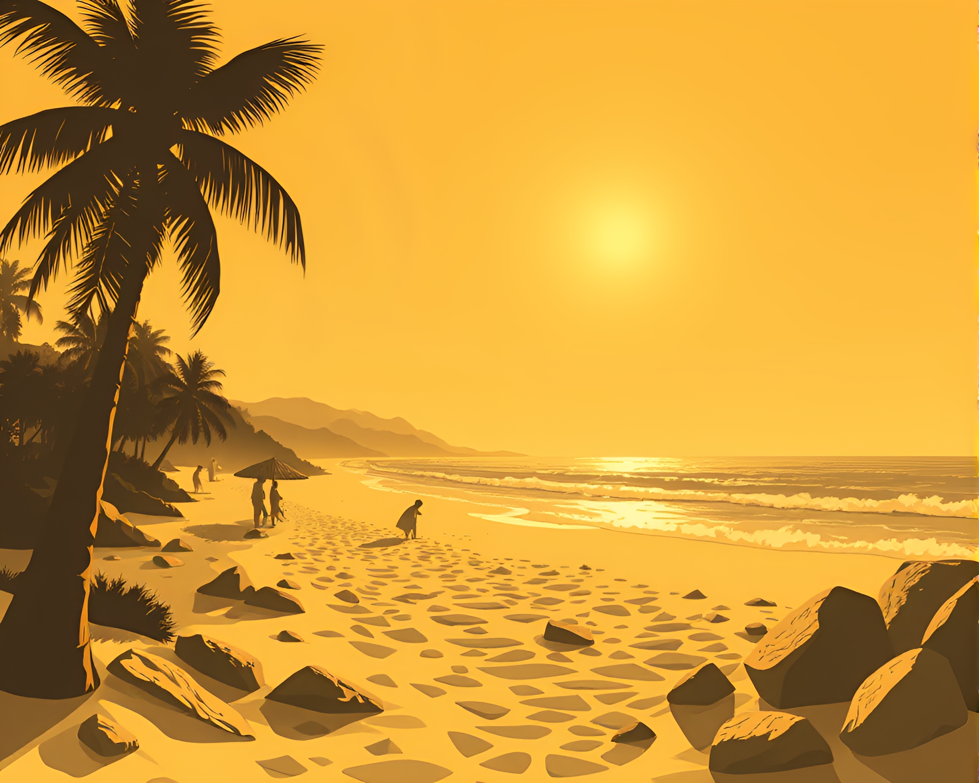 Golden Spiral: Summer Beach in Sepia Tones – free AI stock image