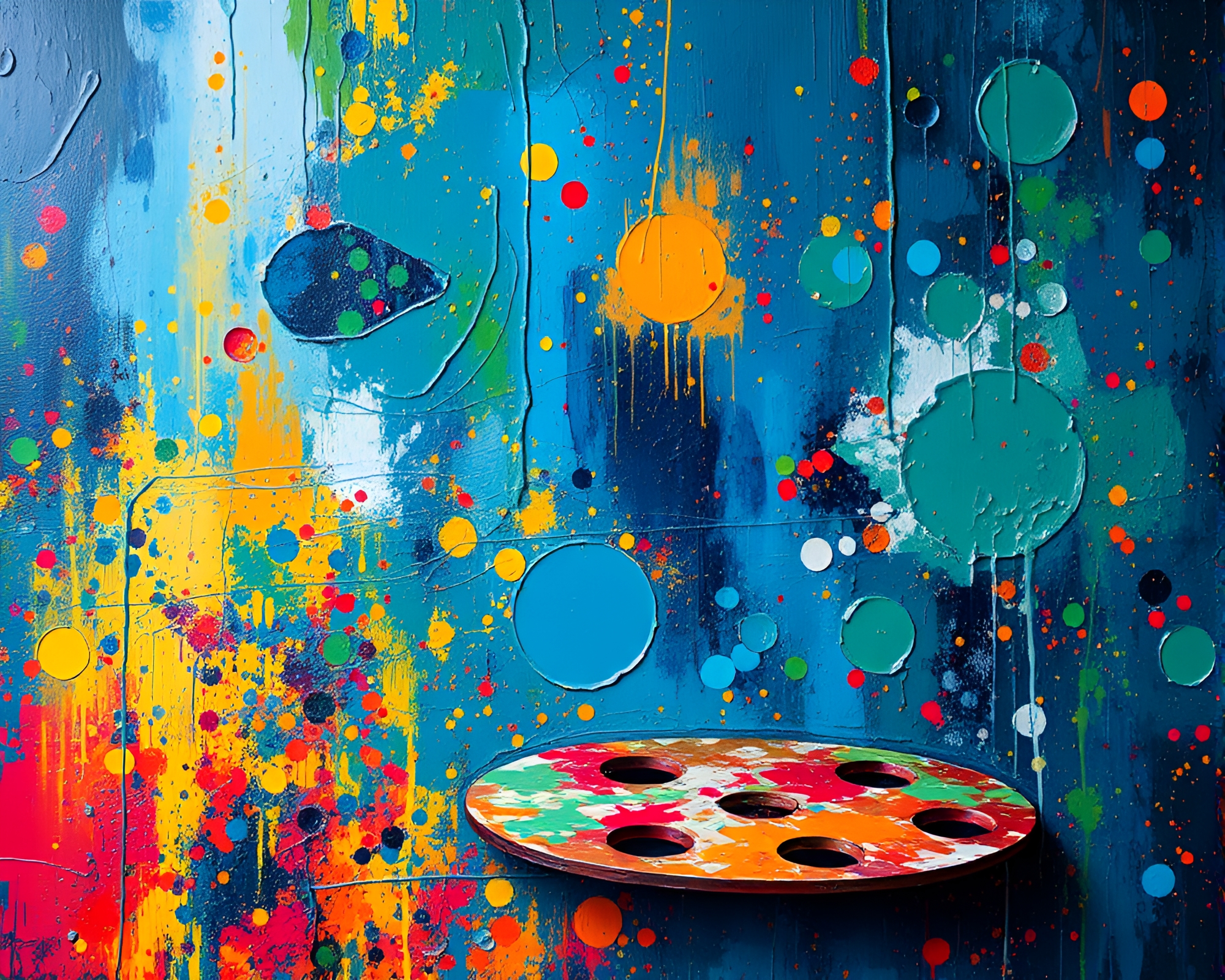 Dreamy Oil Painting Mural with Light Leaks – free AI stock image