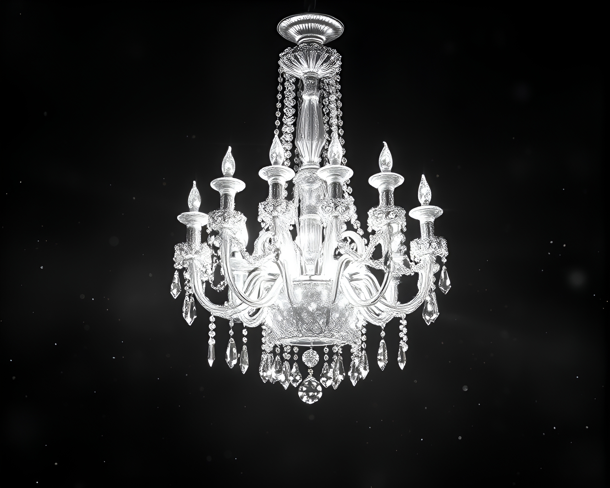 Ethereal Crystal Chandelier Stippled in X-Ray Style – free AI stock image