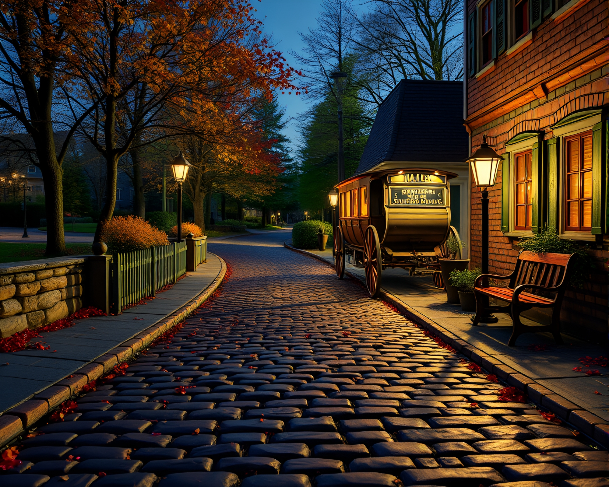 Enchanting Stagecoach Journey on Cobblestone Path – free AI stock image