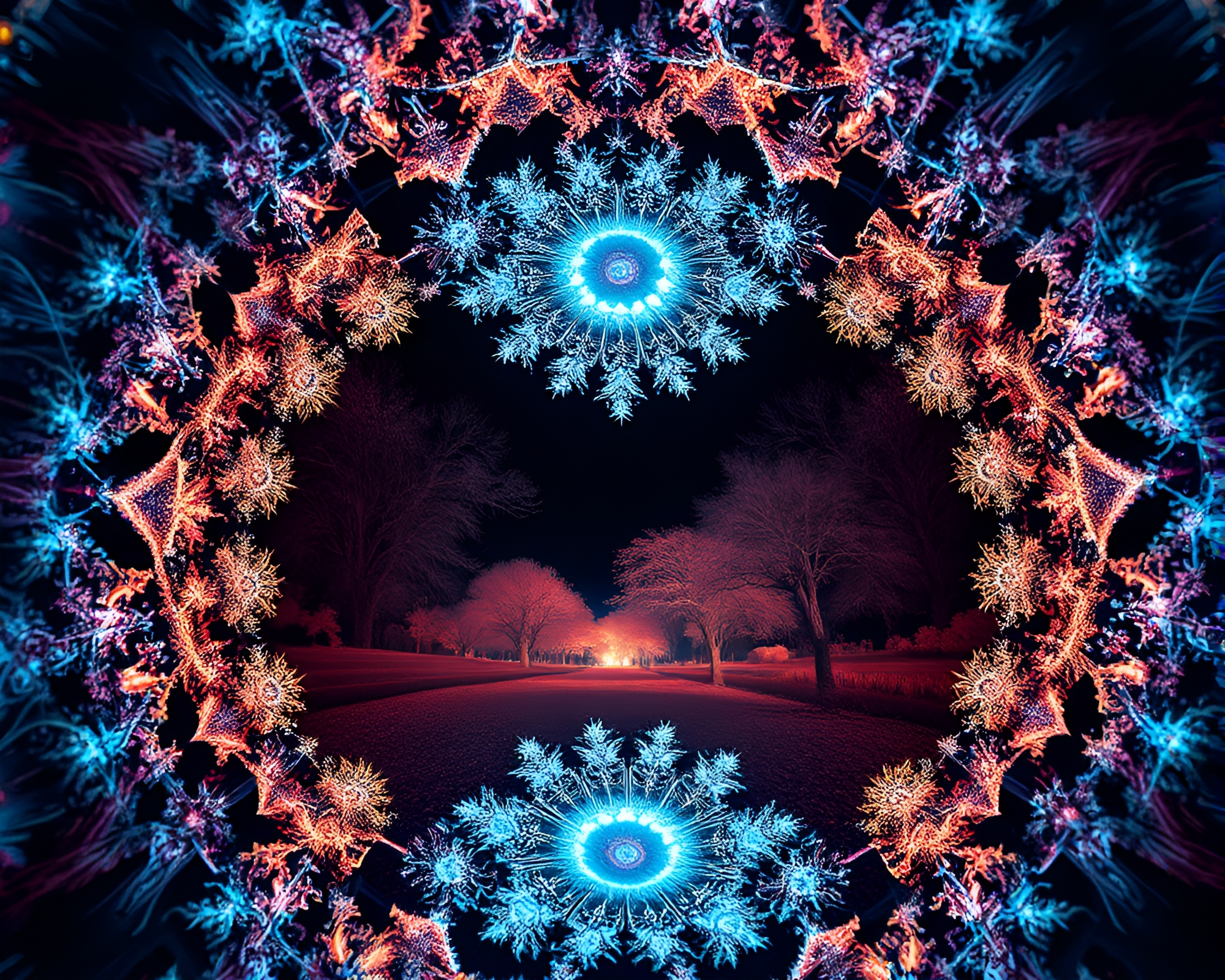 Fractal Glow Rickshaw: Infrared Symmetry – free AI stock image