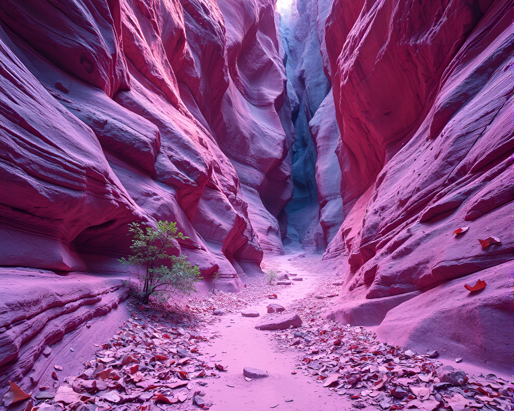 Cosmic Canyon of Ultraviolet Hues: Leaf Litter Layers – free AI stock image