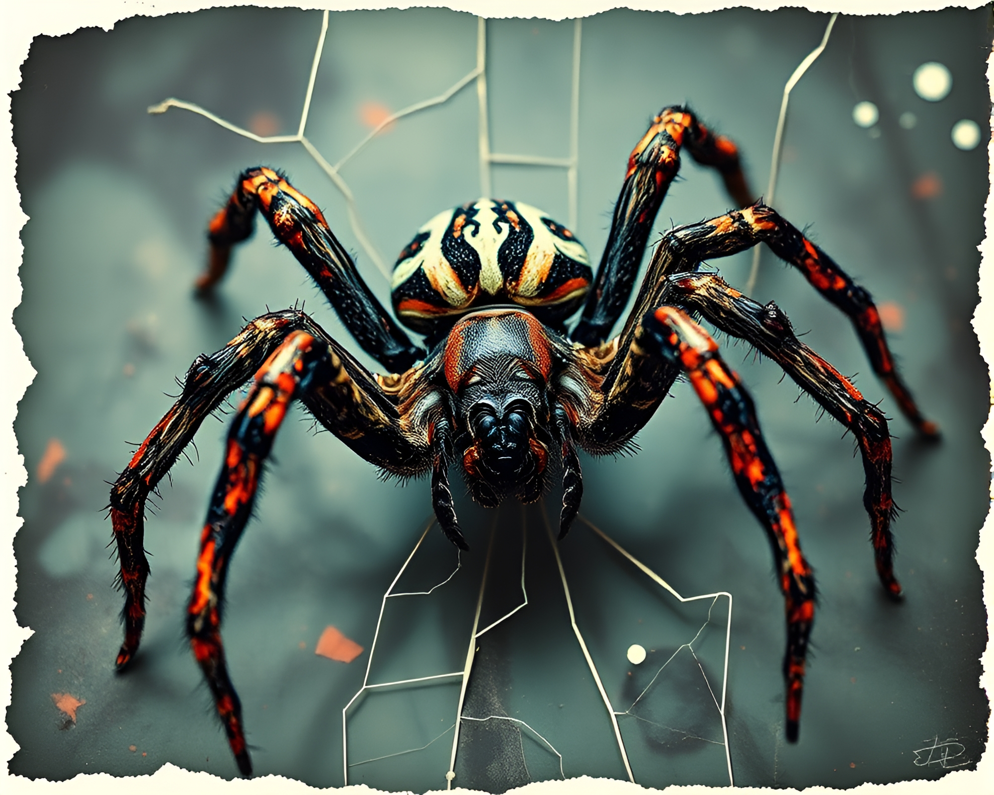 Mechanical Spider in Hyper-Saturated Photocollage Art – free AI stock image