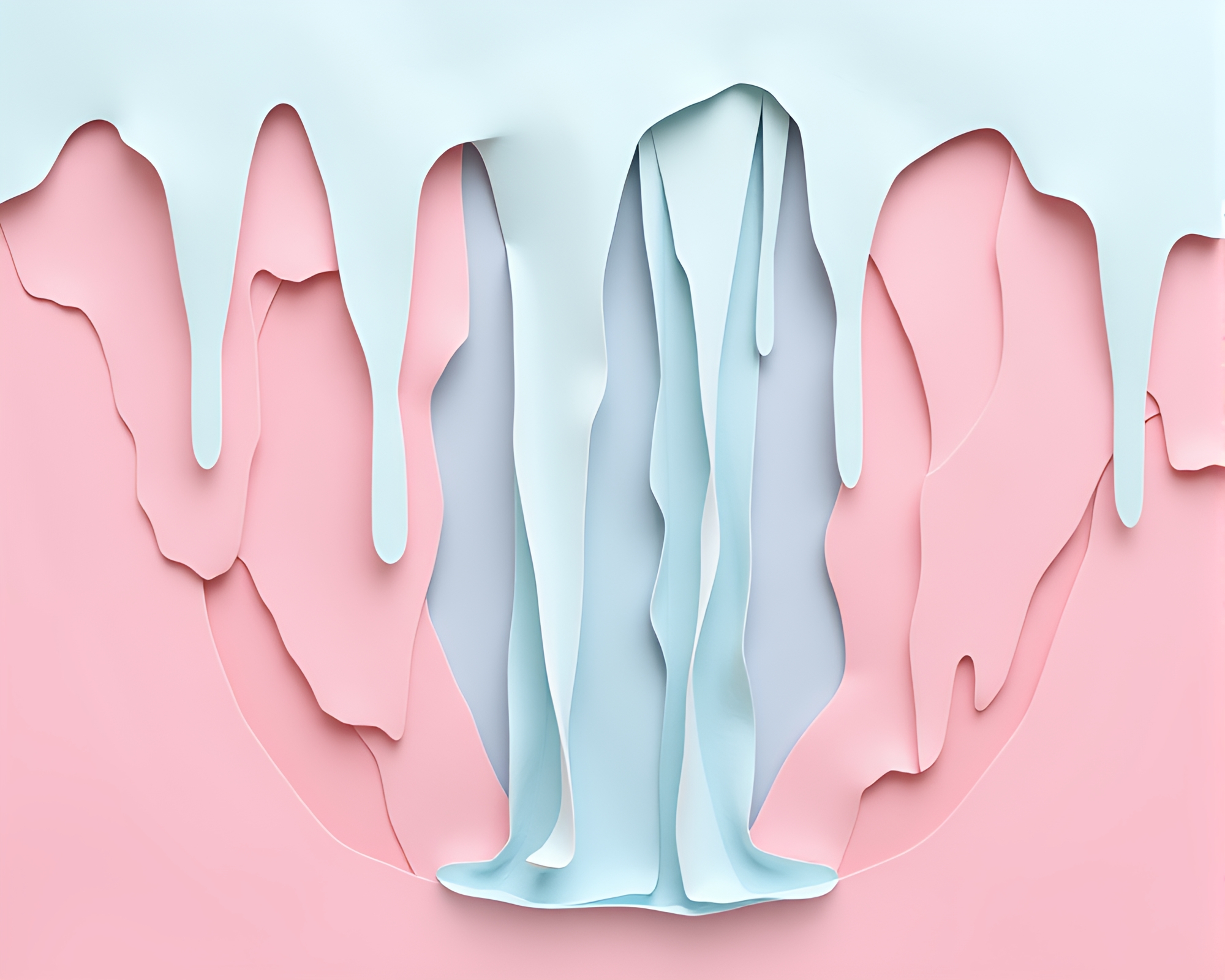 Tranquil Waterfall Scene with Paper Tear Compositions – free AI stock image