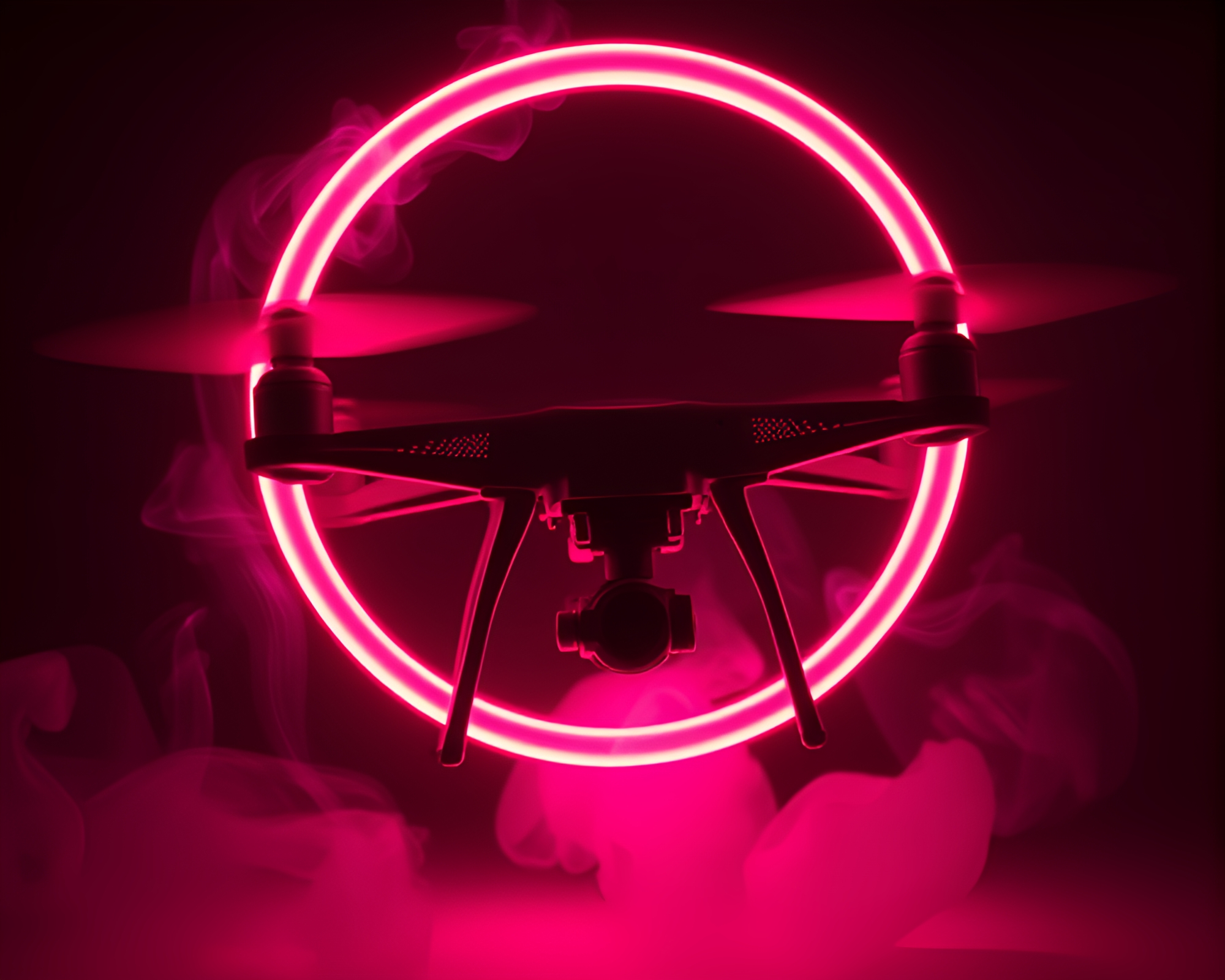 Infrared Drone Emitting ASCII Smoke Rings – free AI stock image