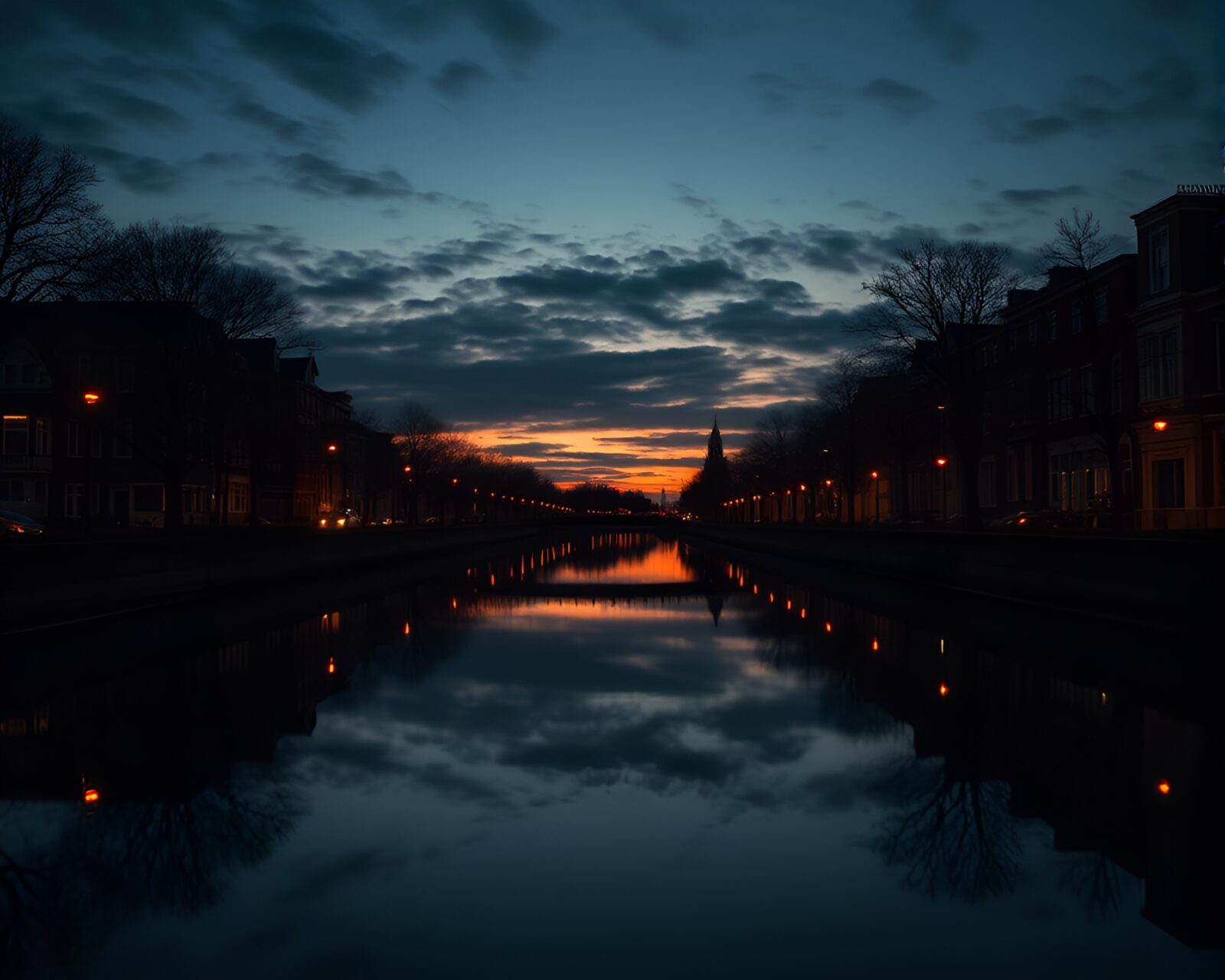 A dreamy long exposure photo of a reflective sunset