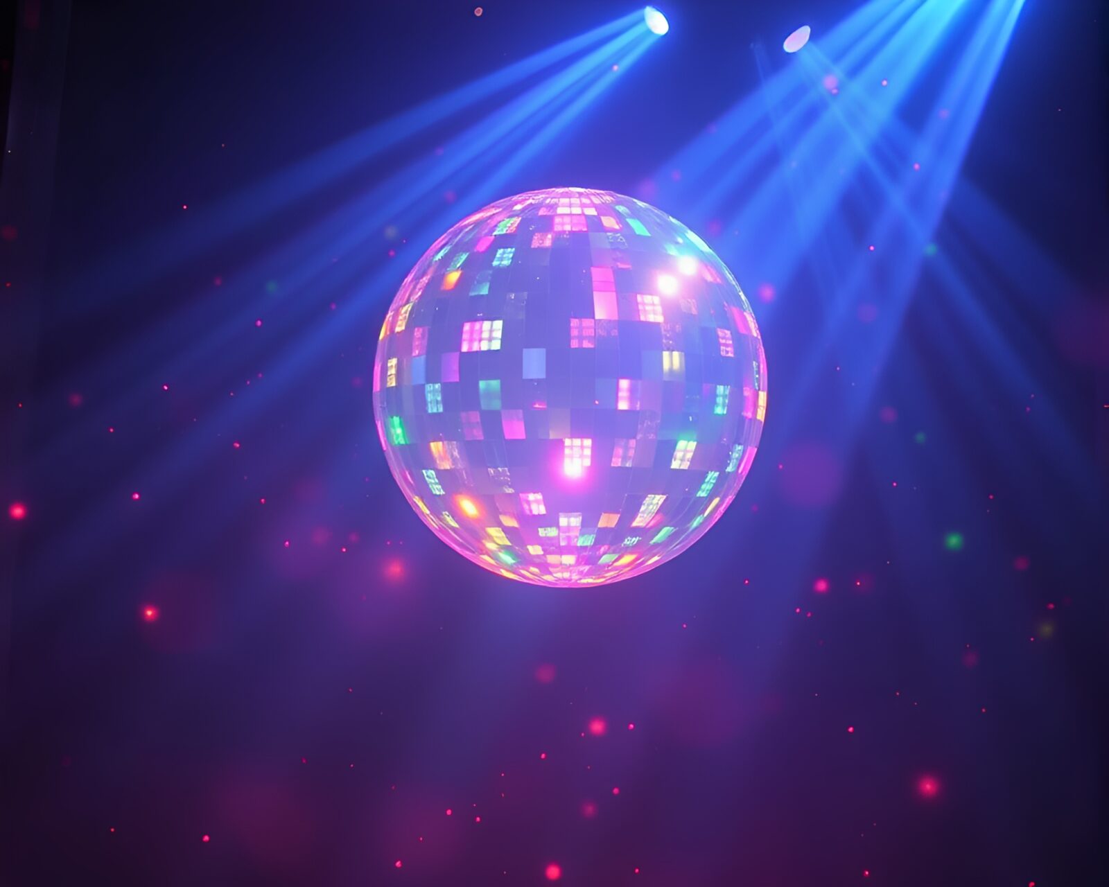 Misty fog surrounds holographic display with disco ball glimmer