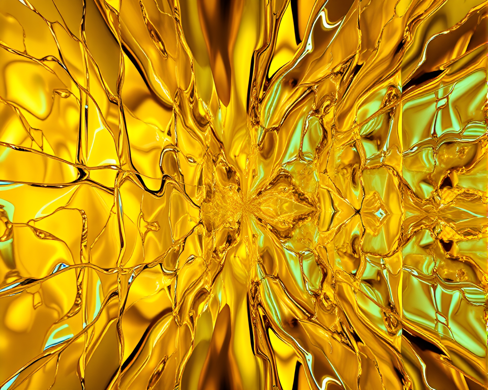 Quantum Mustard Stained Glass Chrome Reflection – free AI stock image