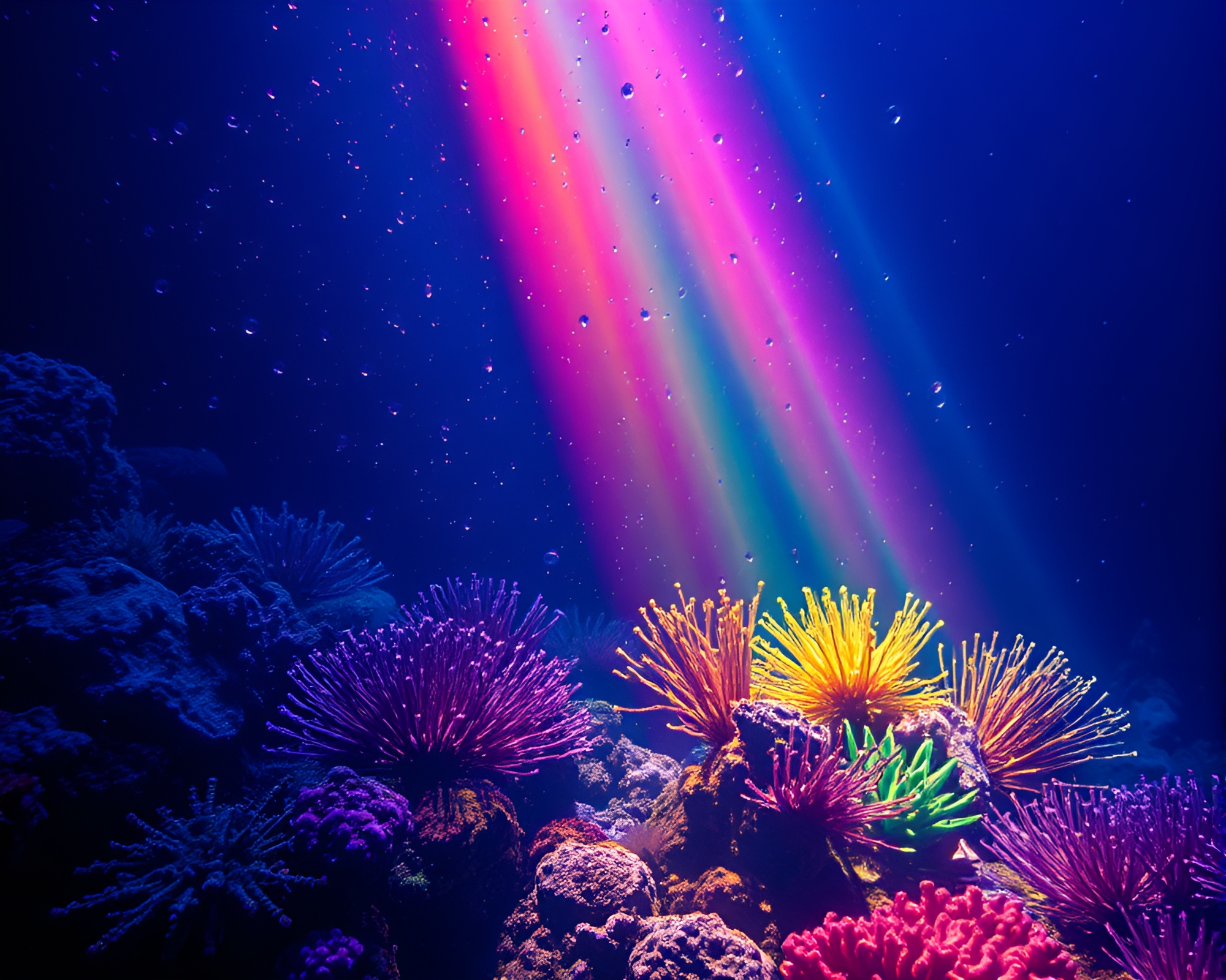 Vibrant Rainbow Reef Distortion in Ultraviolet Style – free AI stock image