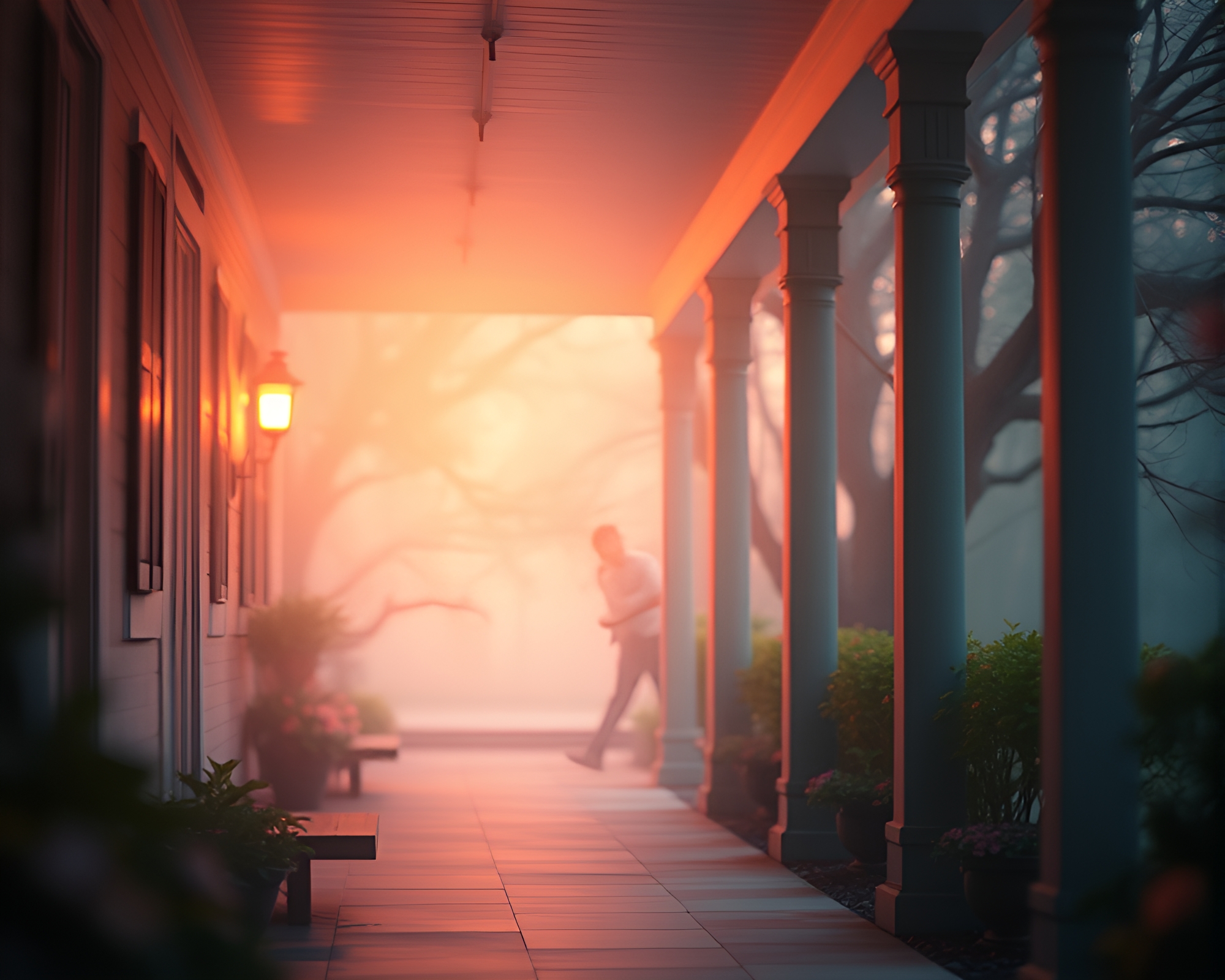 Surreal Porchlight Dreamscape with Bio-Organic Design Elements – free AI stock image