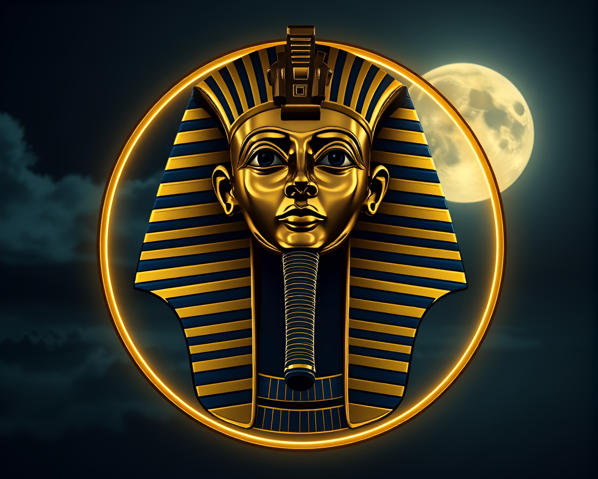 Moonlit Pharaoh: Circular Frame Medical Illustration – free AI stock image