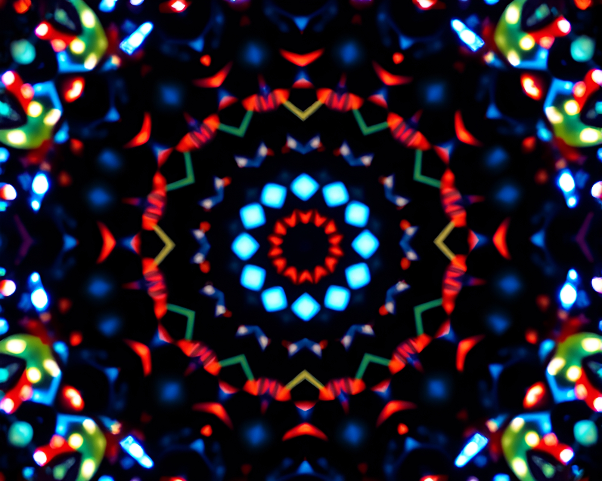 Circular LED Kaleidoscope Art Ambient Composition – free AI stock image