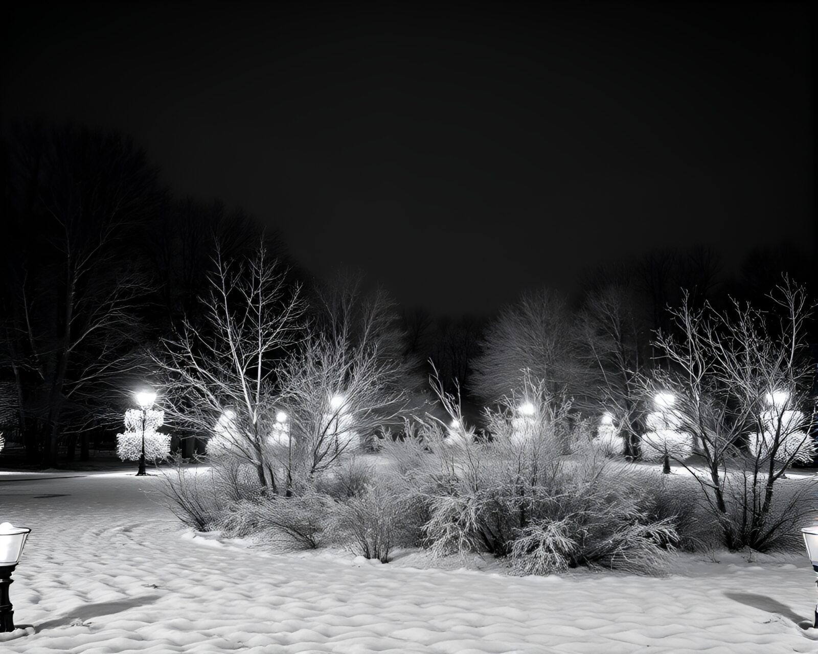 A stunning monochrome landscape in winter with golden hues