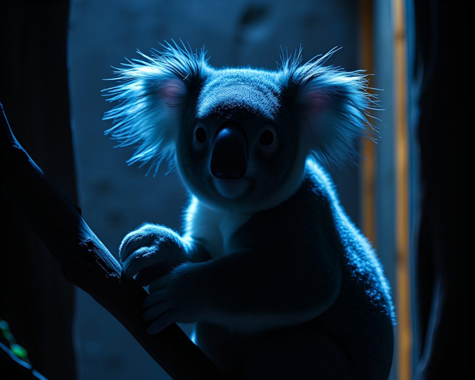 Enchanting depiction of a koala in holographic specks.