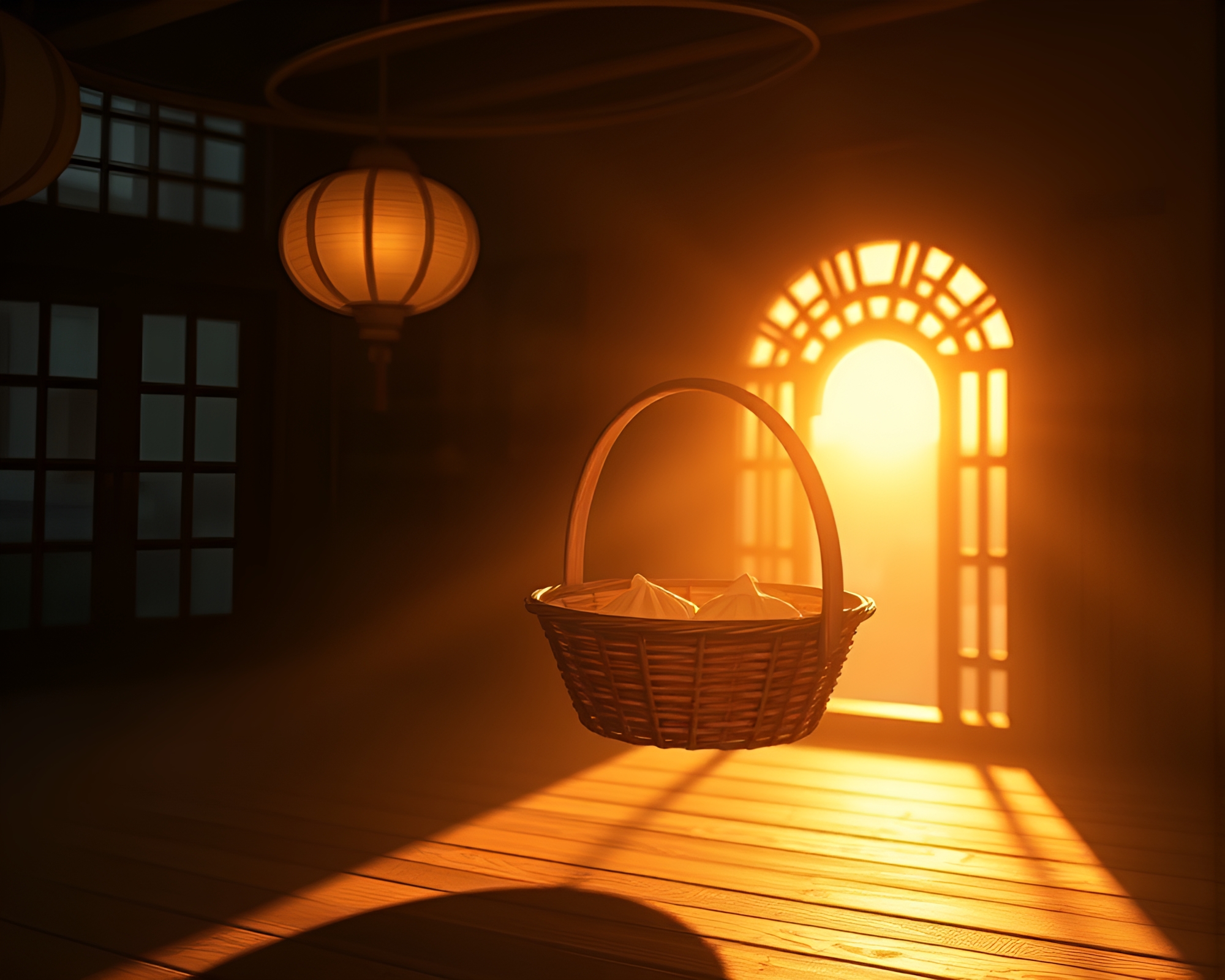 Golden Hour Dim Sum Delight Zoom Burst – free AI stock image