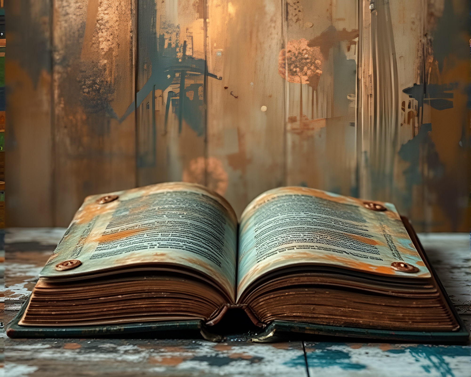 Enchanted Book in Copper Spray Paint Graffiti – free AI stock image