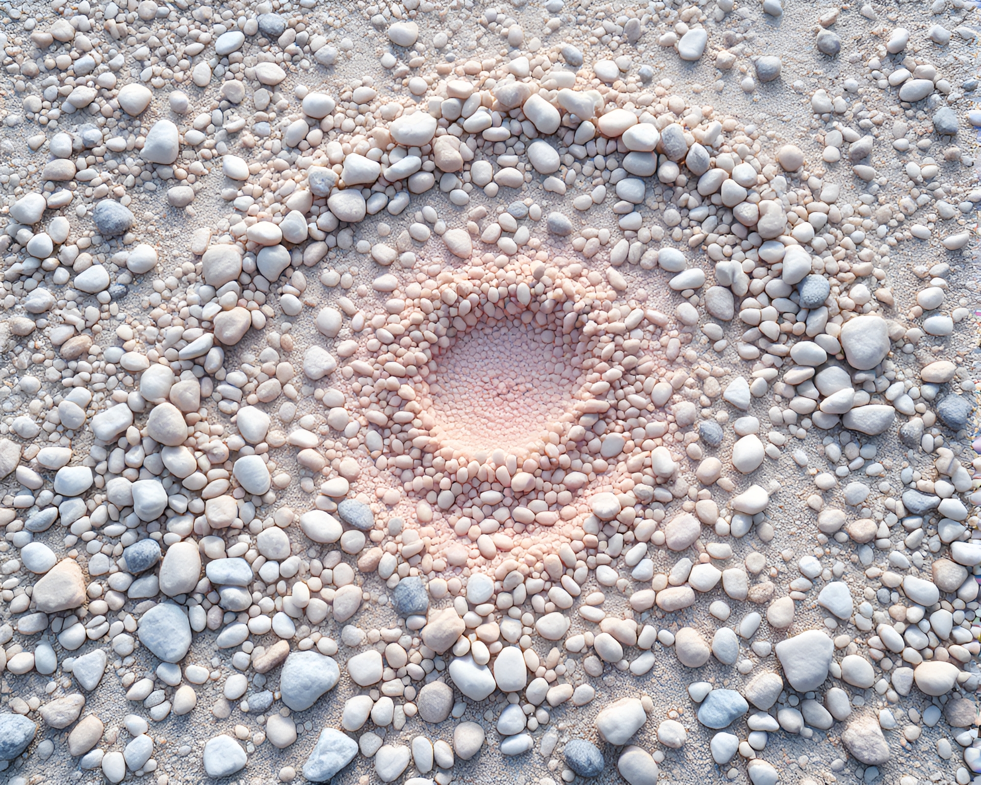 Pastel Spiral on Pebble Beach: Particle Simulation Dream – free AI stock image