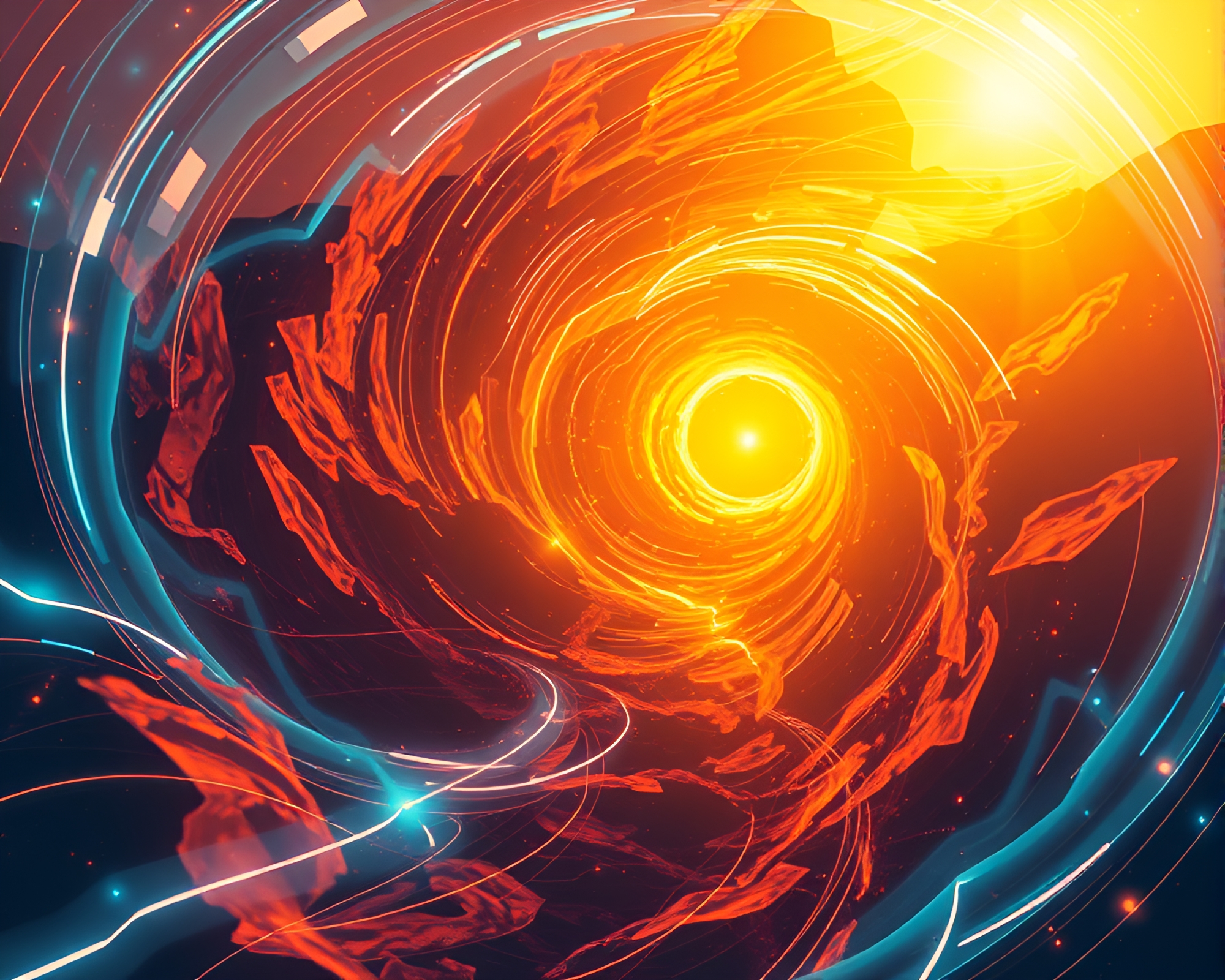 Futuristic Ley Line Vortex Illuminated by Warm Afternoon Glow – free AI stock image