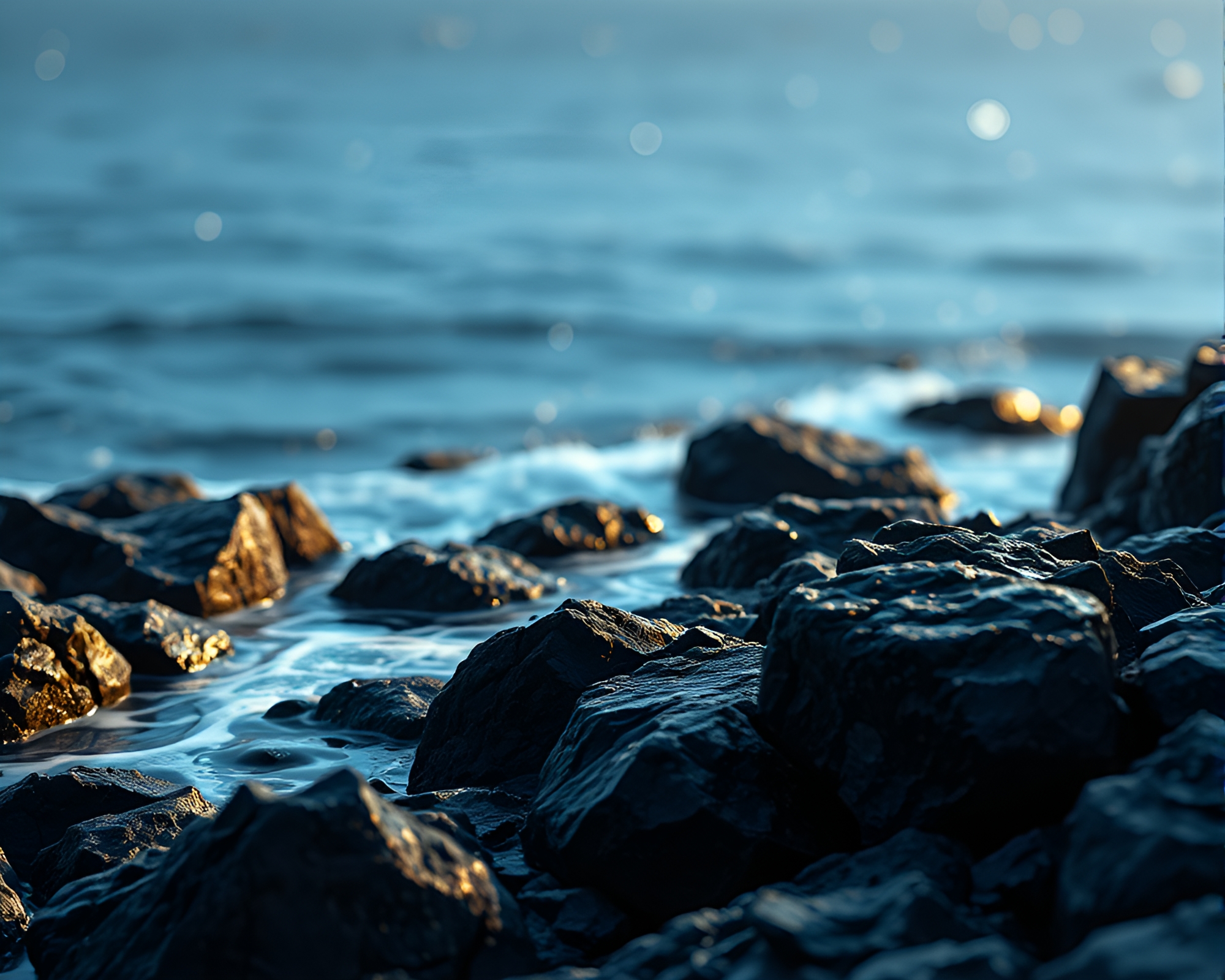 Voxel Art Coastal Water Droplets Composition – free AI stock image
