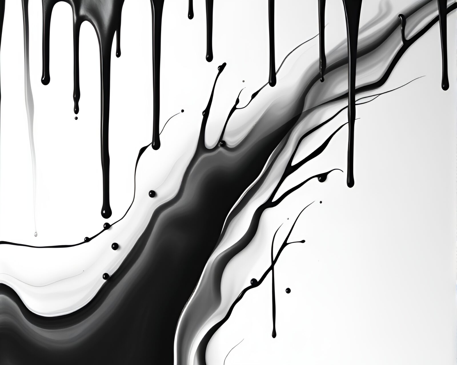 Ethereal black and white image with neon paint drips