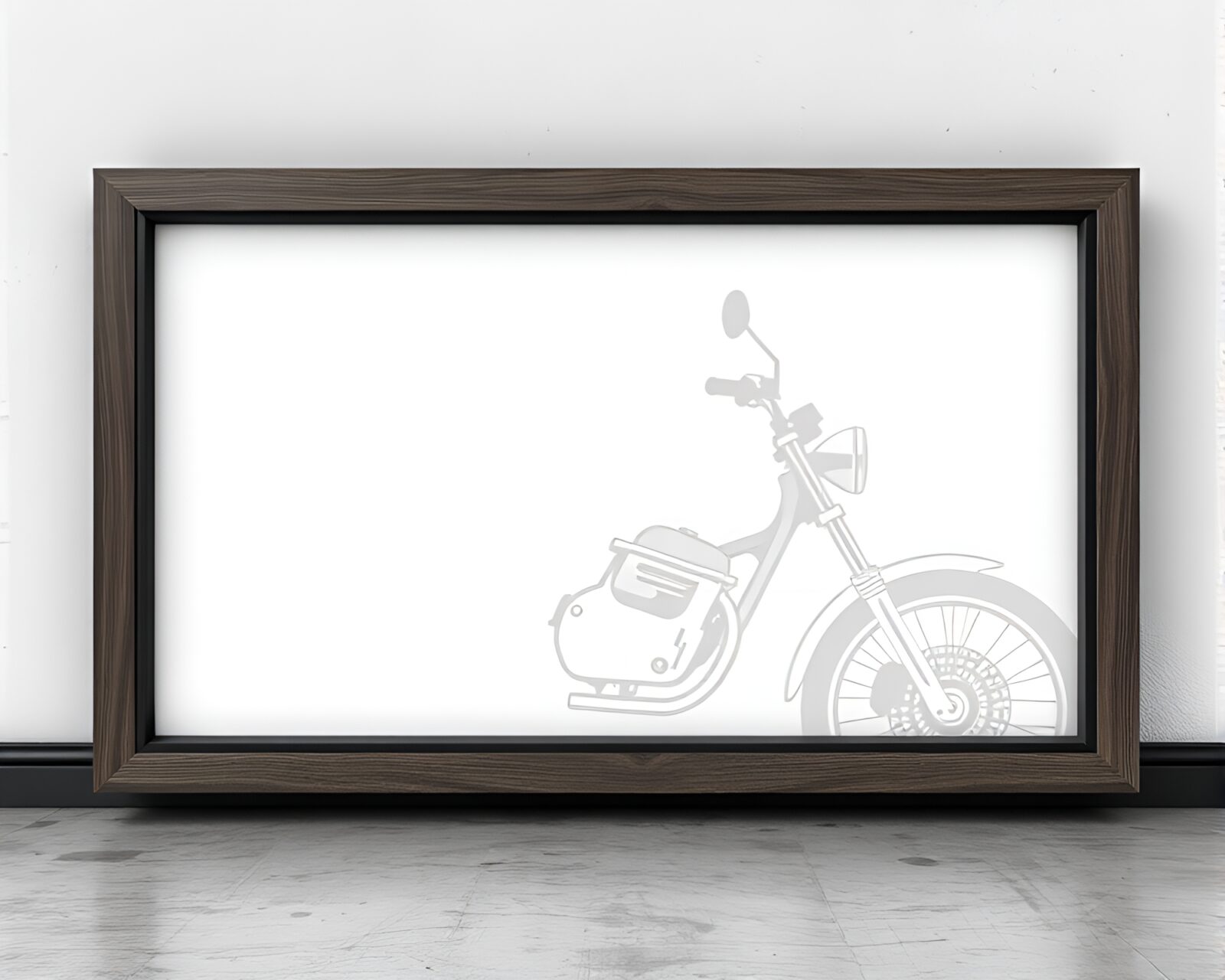 Graphite gray motorcycle surrounded by data visualization framework