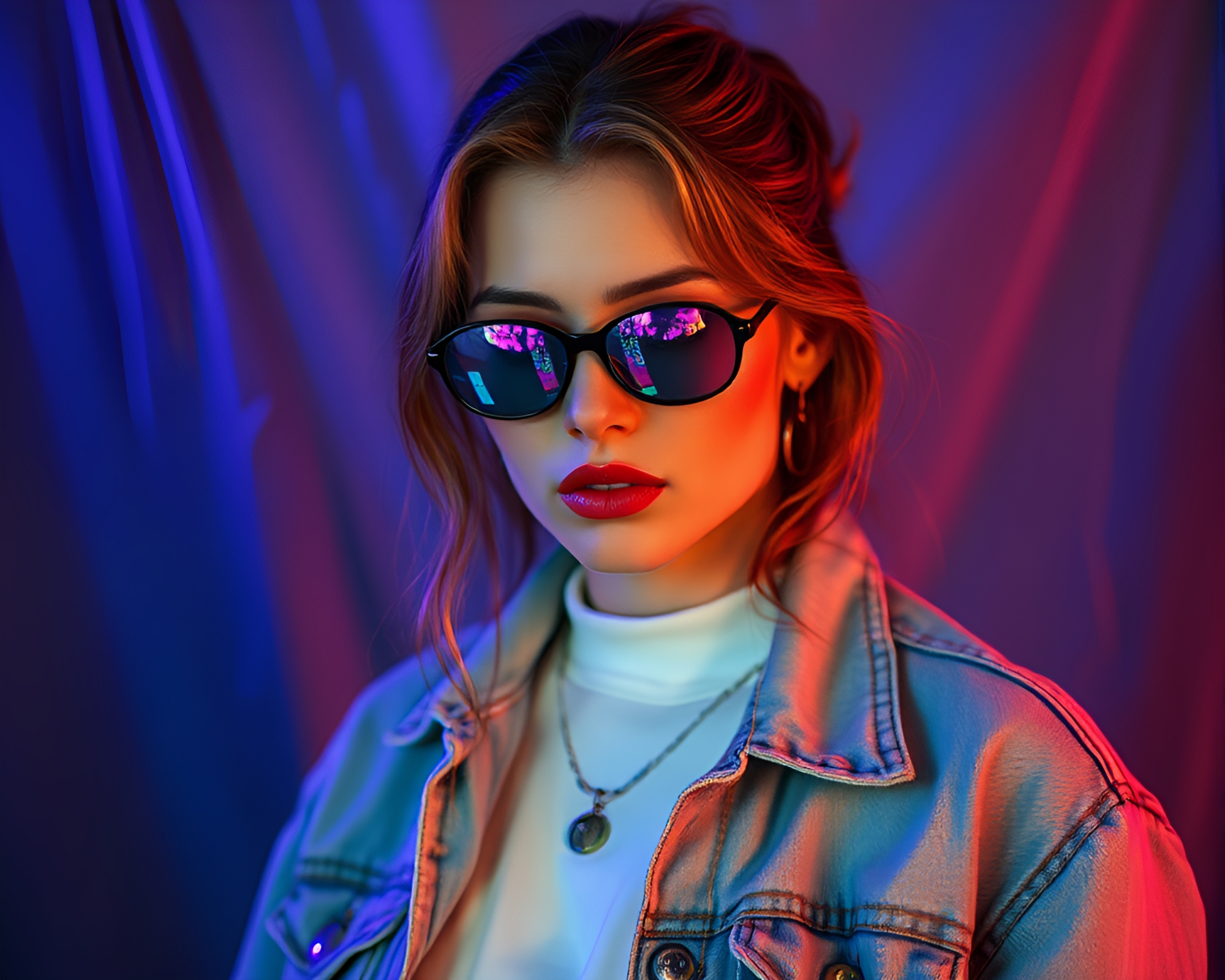 Futuristic Vampire Hologram Specks Scene – free AI stock image