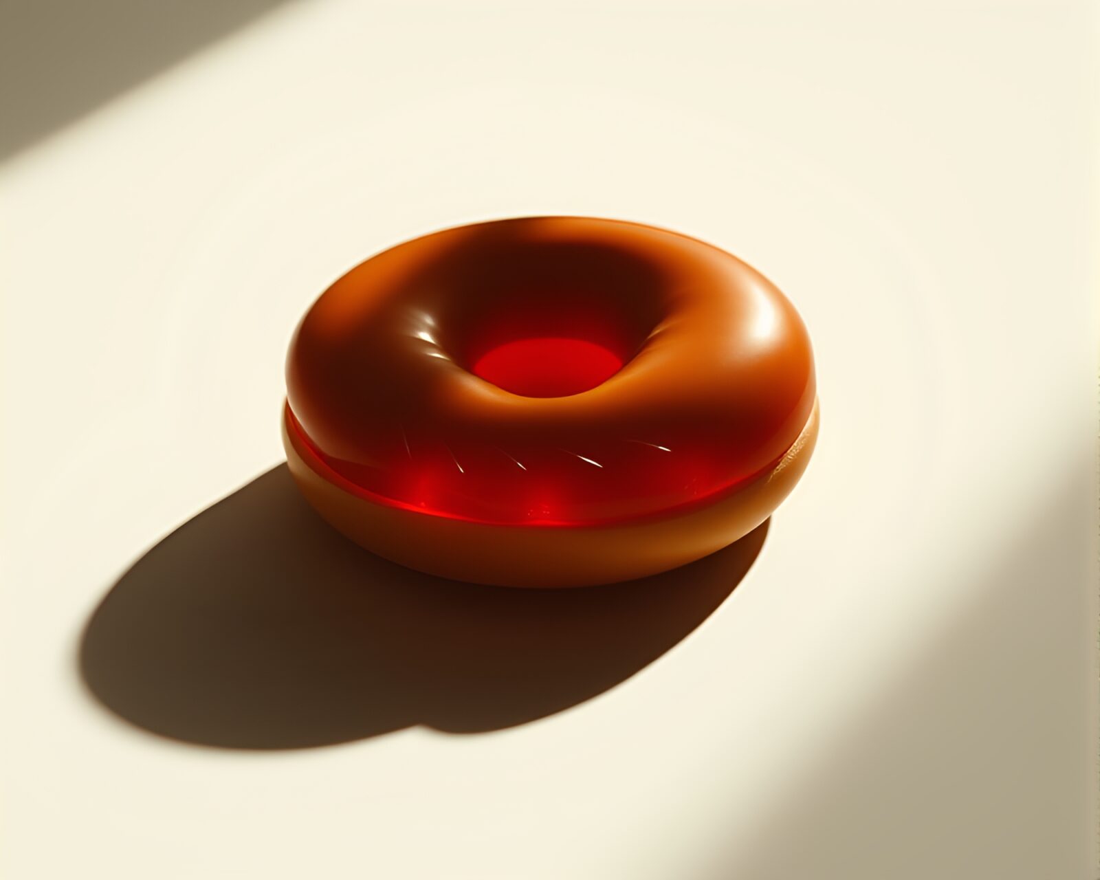 Shadowed outline of jelly-filled doughnut in digital wireframe style