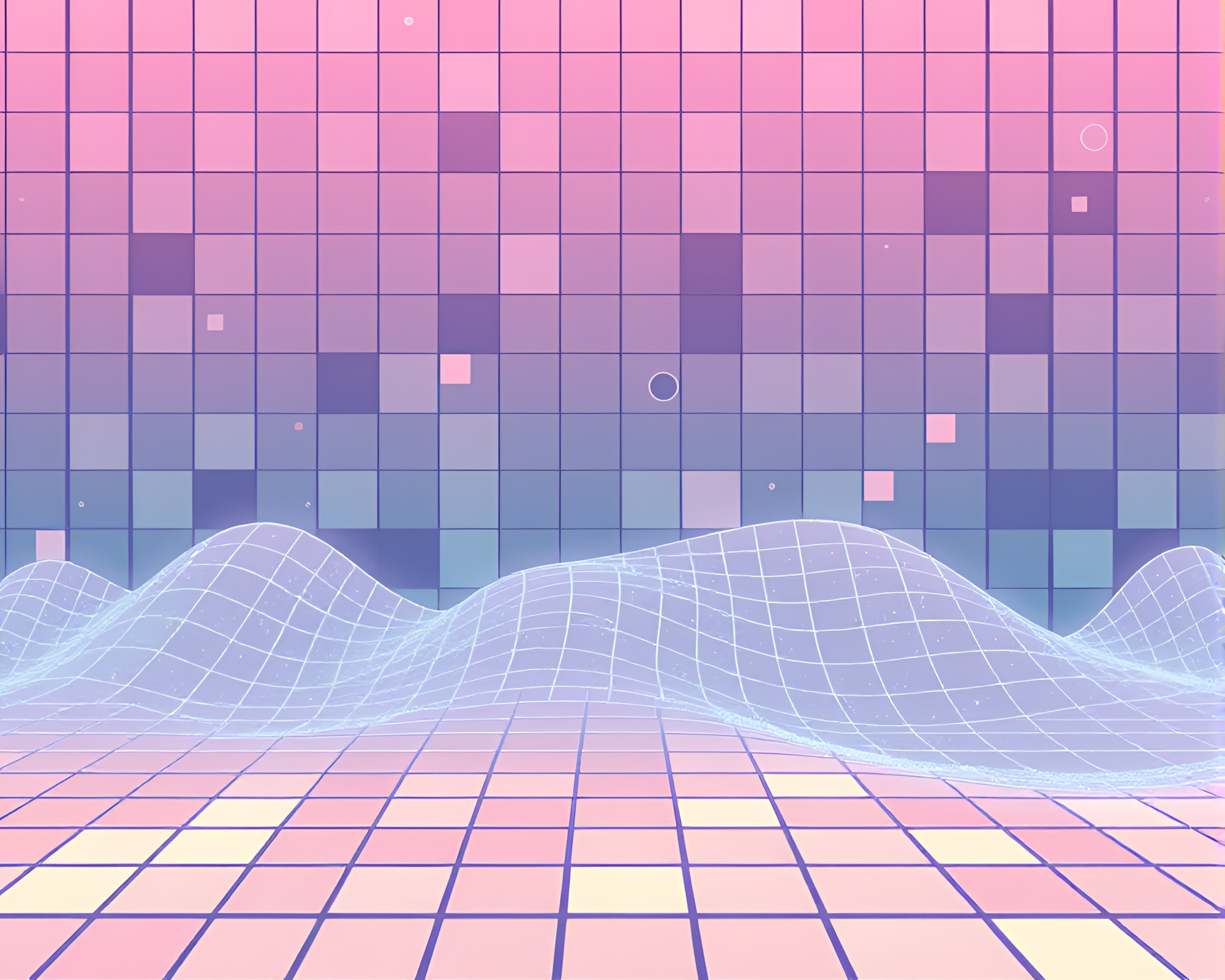 Futuristic Retro Wave Grid Mosaic Tiling Concept Art – free AI stock image