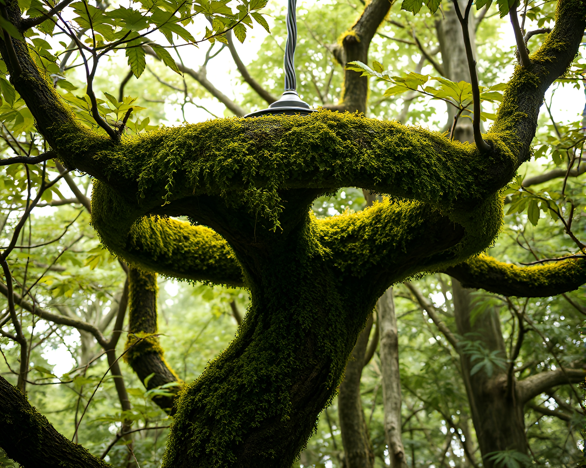 Lichen Textured Ring in Retro-Futuristic Jungle Canopy Shade – free AI stock image