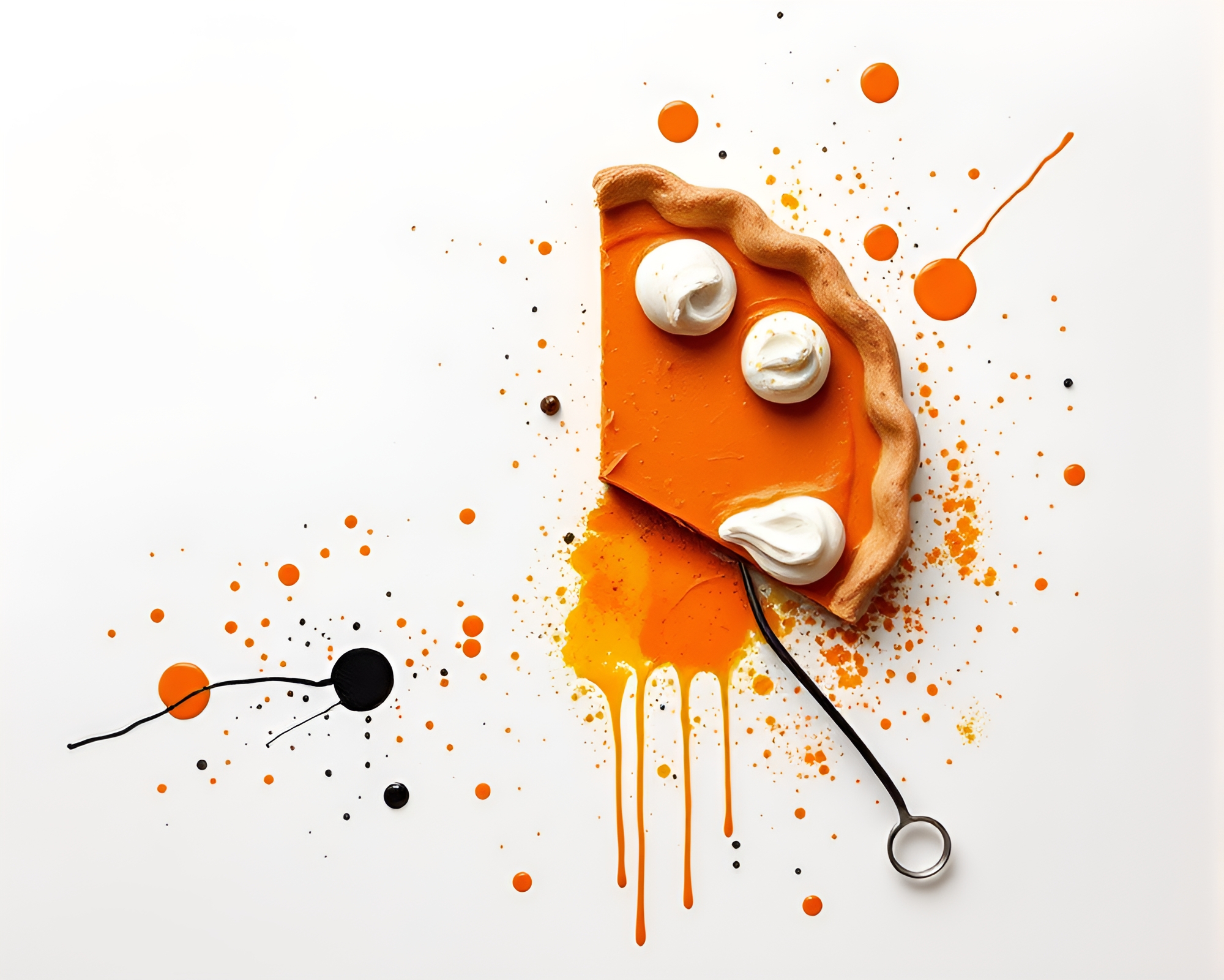 Minimalist Pumpkin Pie Splatter Painting – free AI stock image