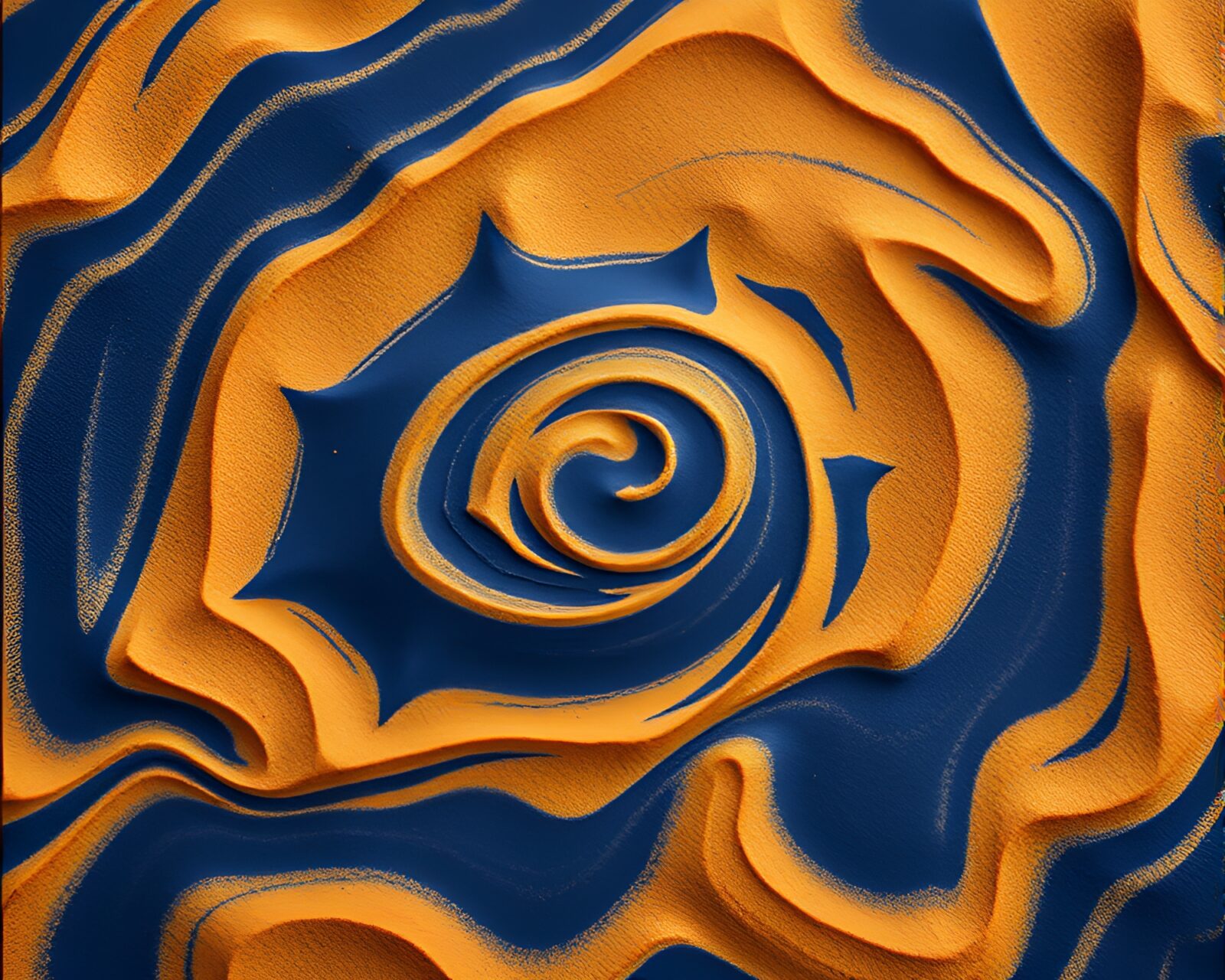 Photorealistic pumpkin pie in a mesmerizing sand pattern