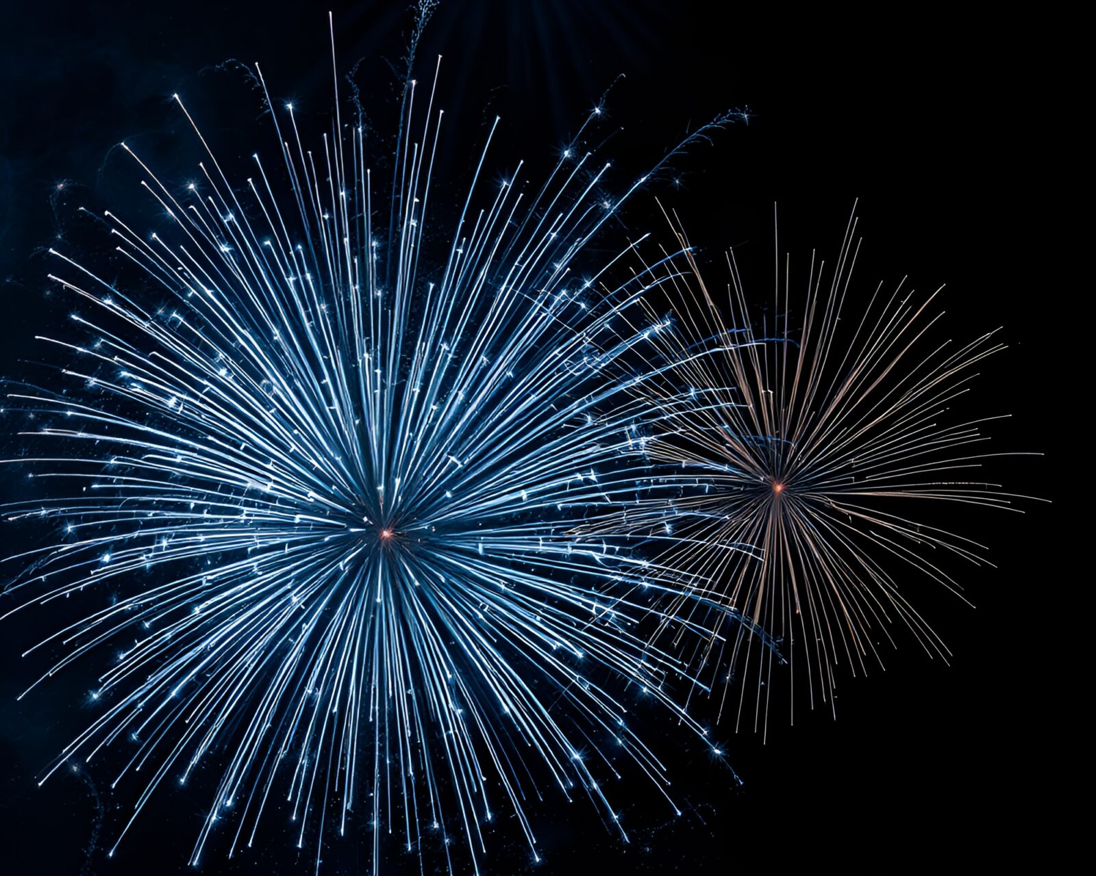 Grisaille fractal patterns with steel-blue fireworks bursting