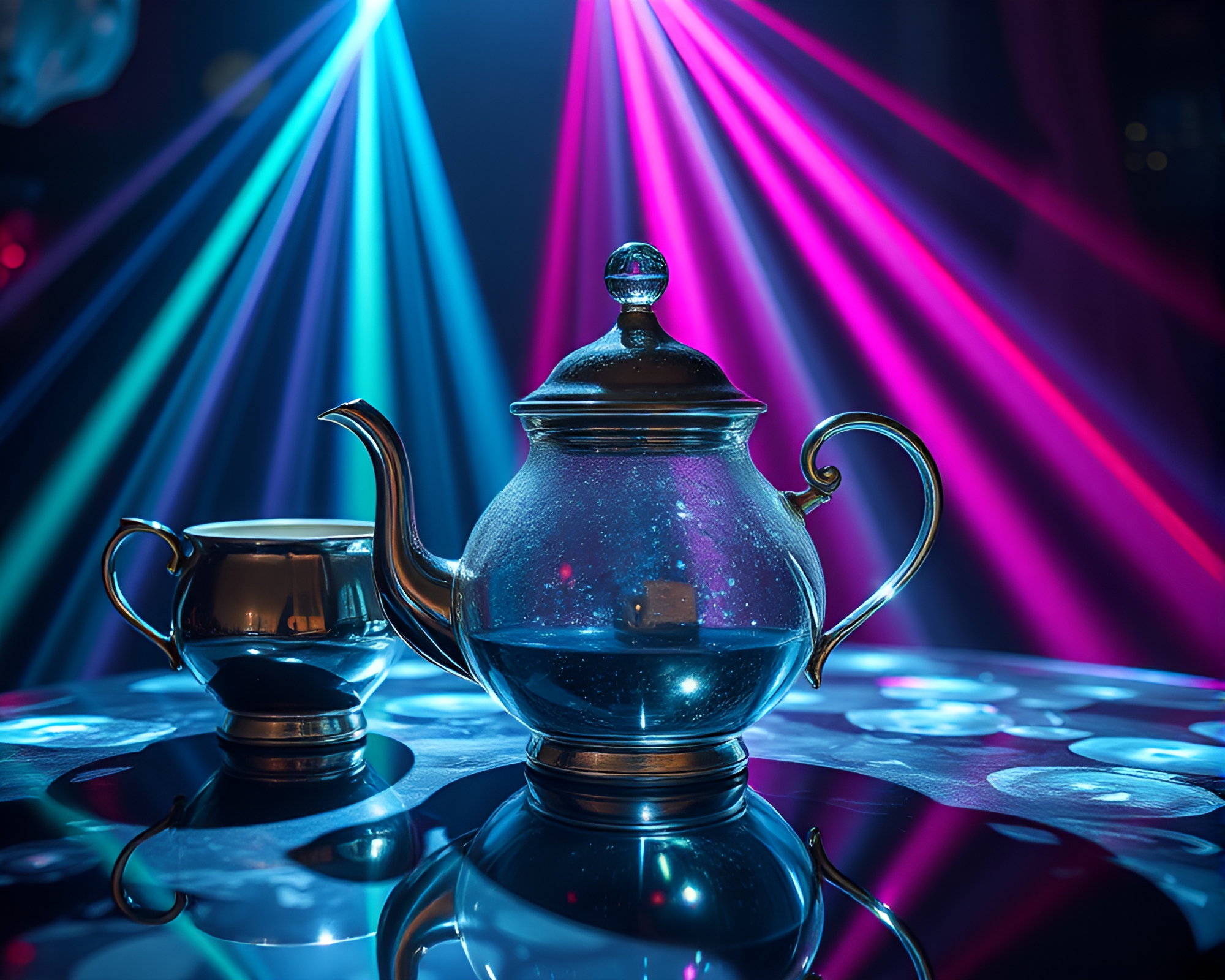 Mesmerizing Laser Tea Party with Prism Refractions – free AI stock image