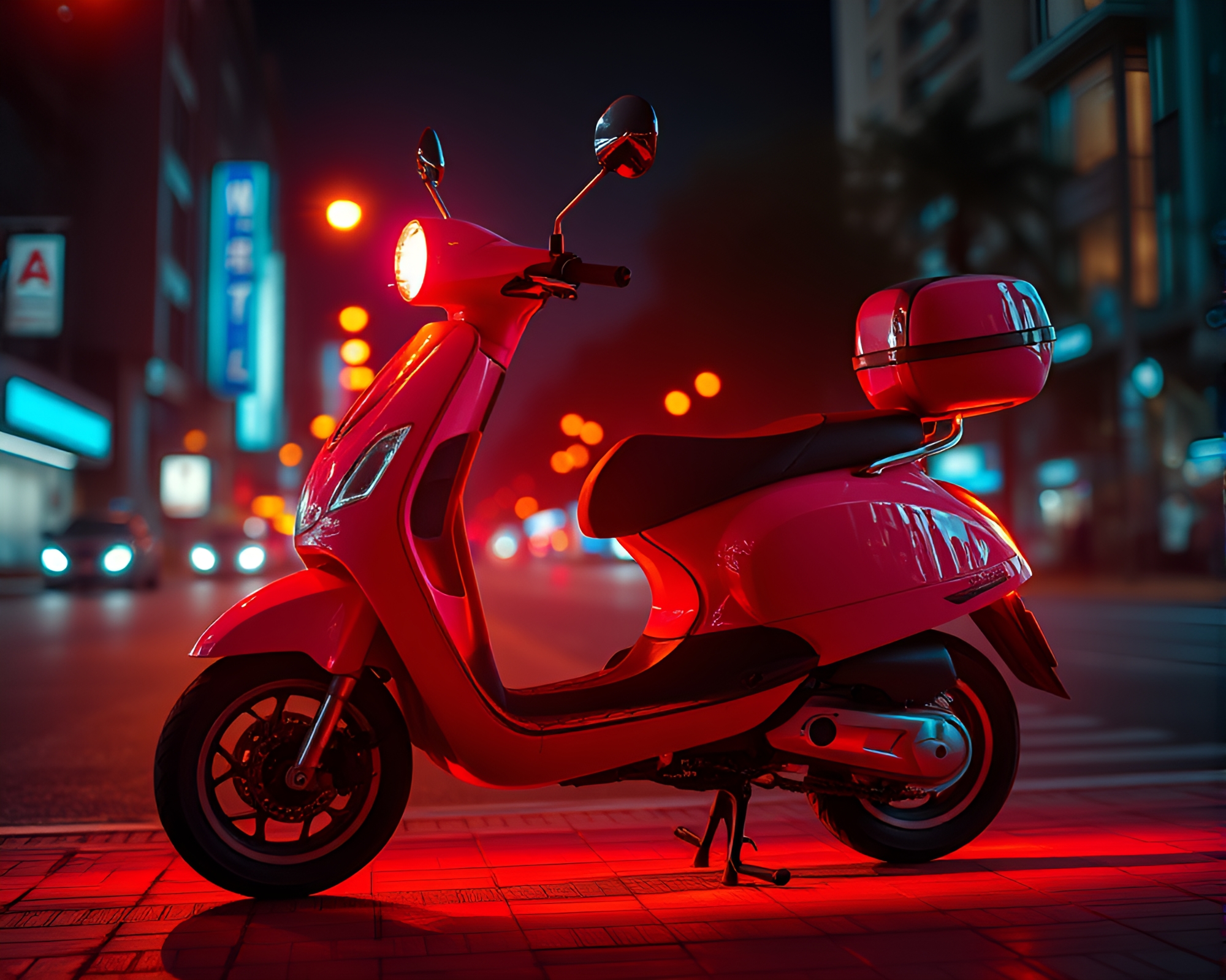 Grid Overlay Electric Scooter with Phosphorescent Shine – free AI stock image