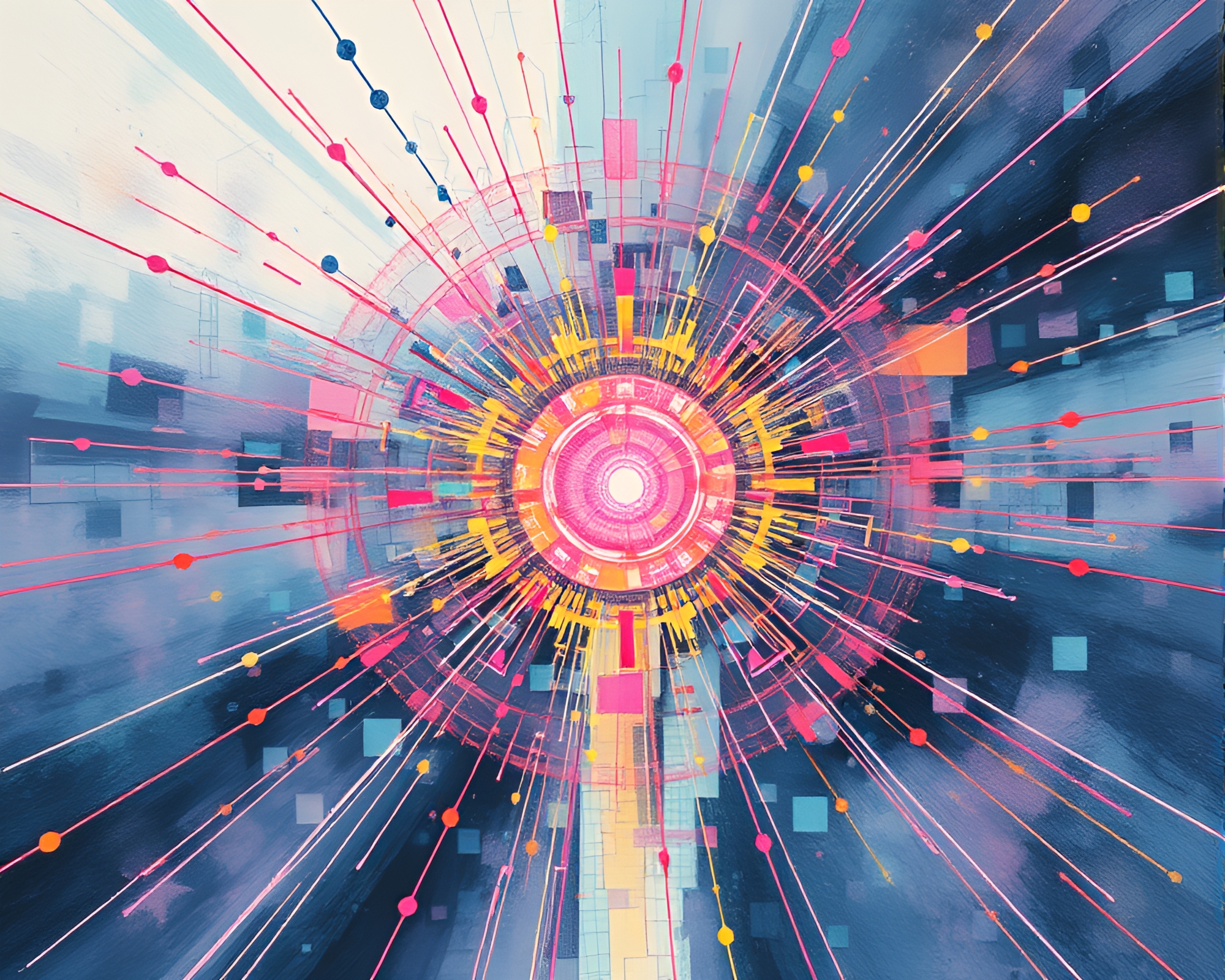 Ethereal Zero-Point Energy Reactor Mosaic Drawing – free AI stock image