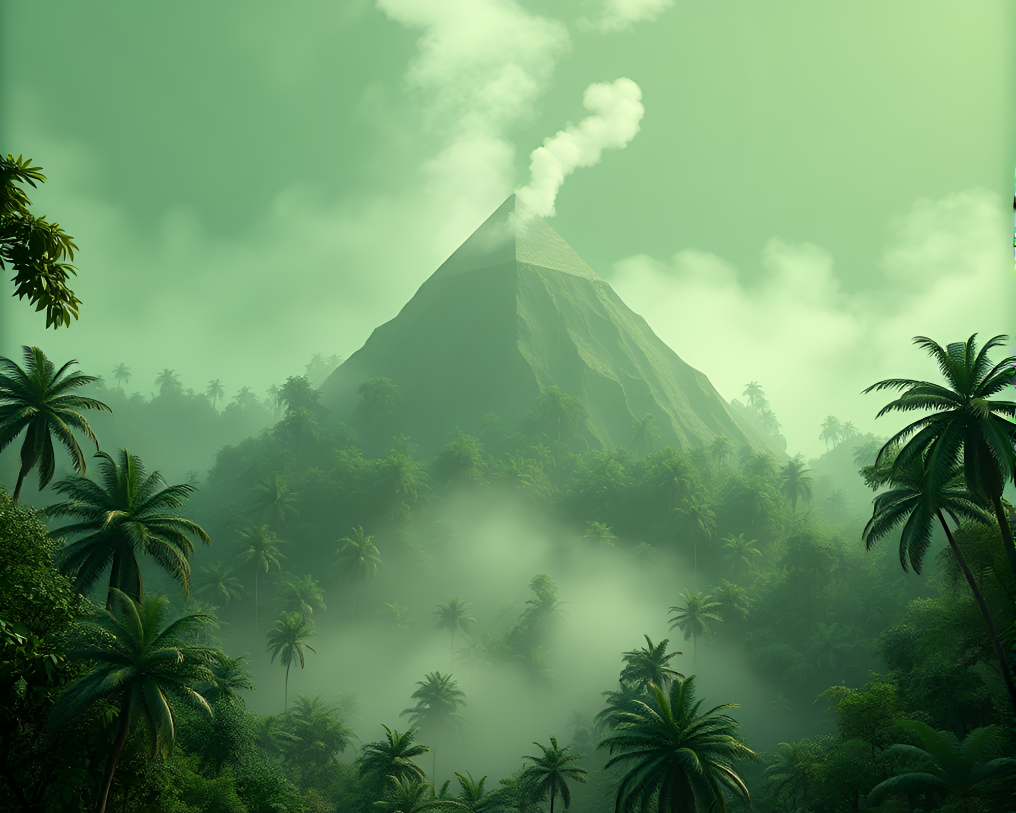 Steamy Pyramid Jungle in Low-Poly Glory – free AI stock image