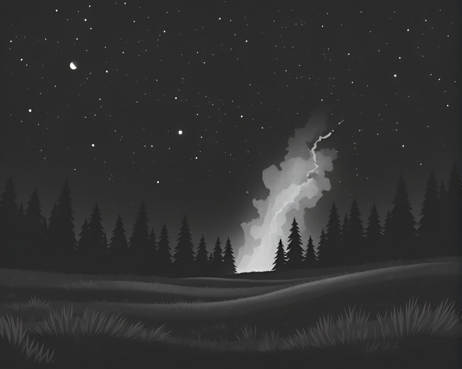 Cartoon geyser field with negative space and olive drab tones