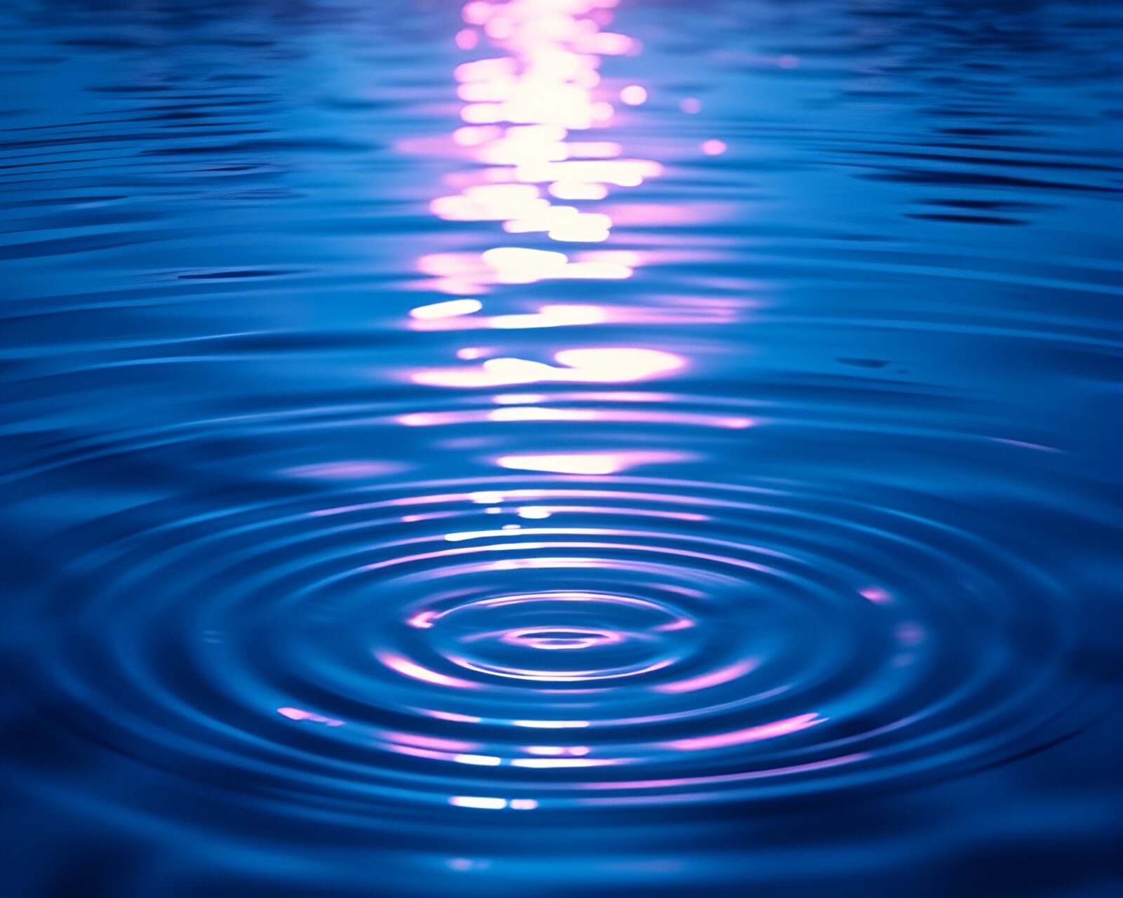Fantastical dwarf reflected in pastel neon water ripples