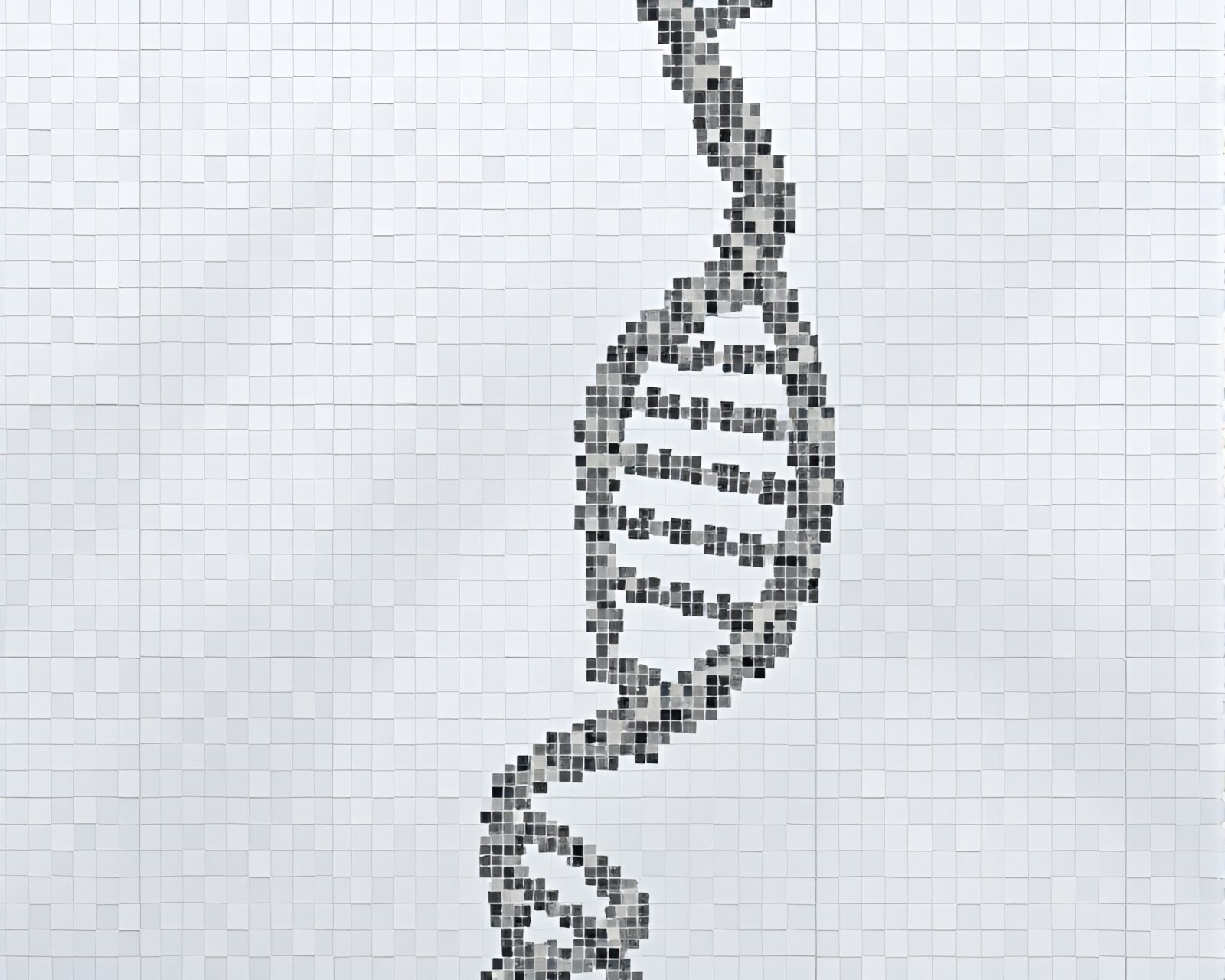 Hyper-realistic DNA helix pattern in foggy atmospheric mosaic