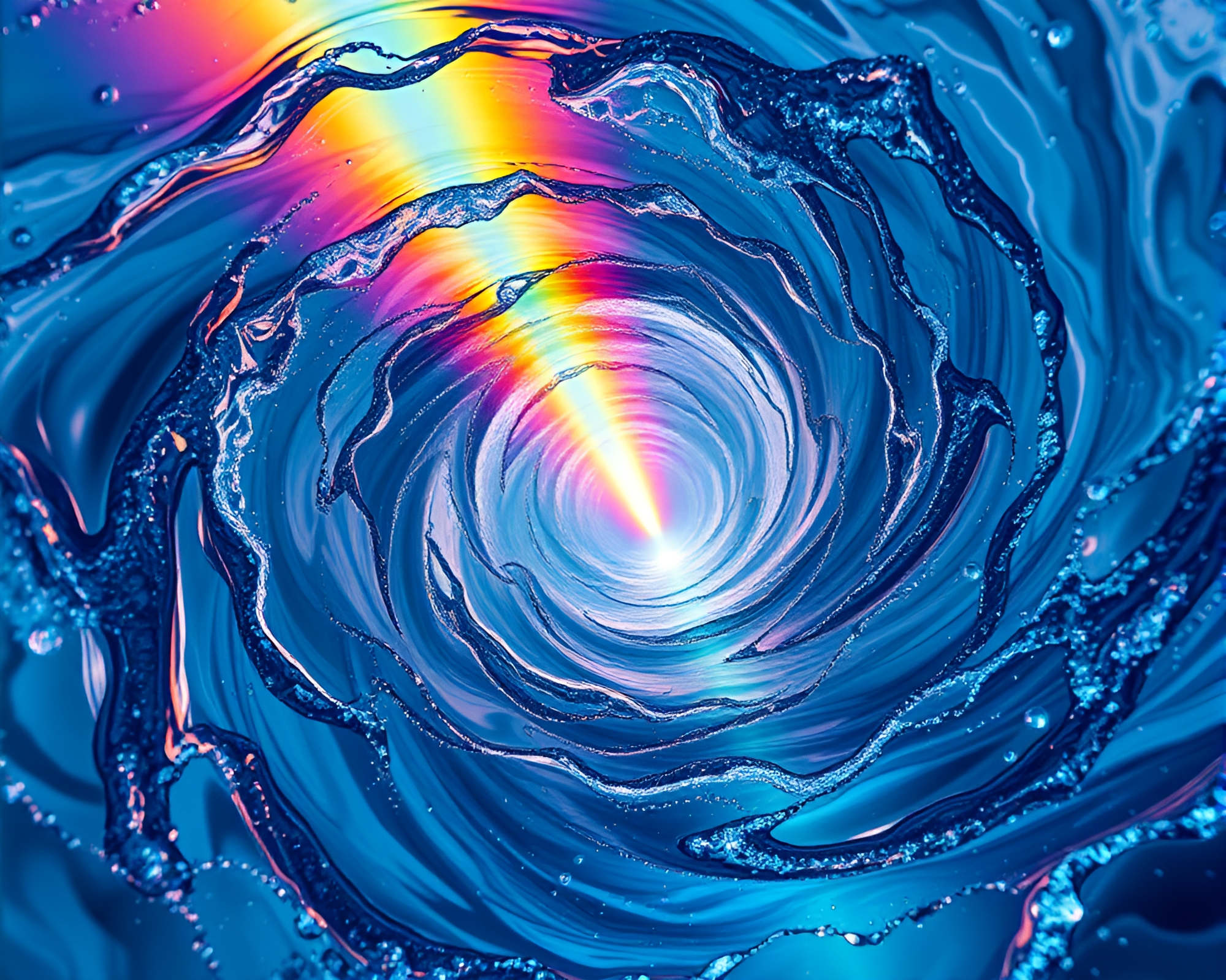 Vibrant Wormhole Whirlpool in Maximalist Rainbow Spectrum Design – free AI stock image