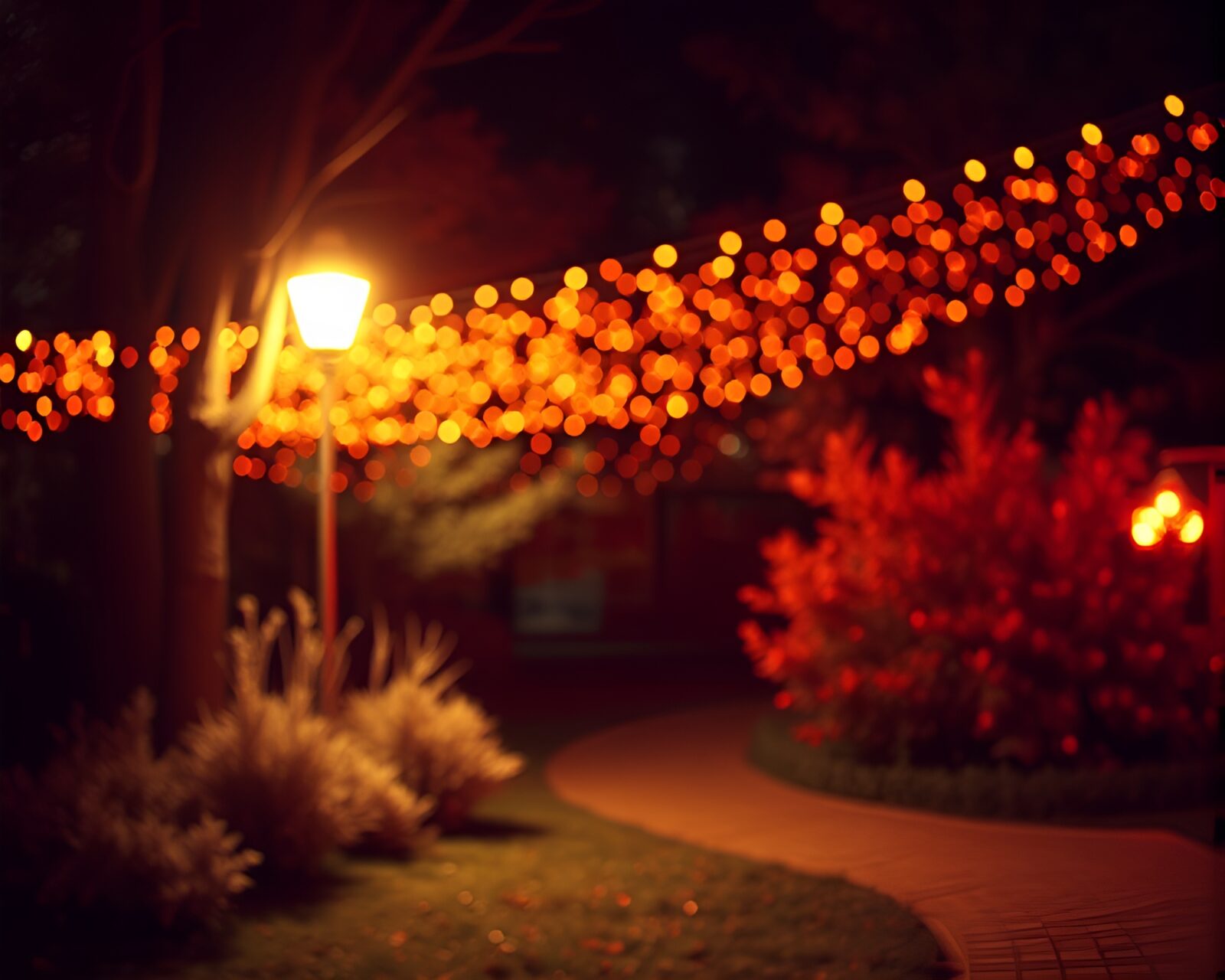 A mesmerizing rocket launch scene illuminated by porchlight dots