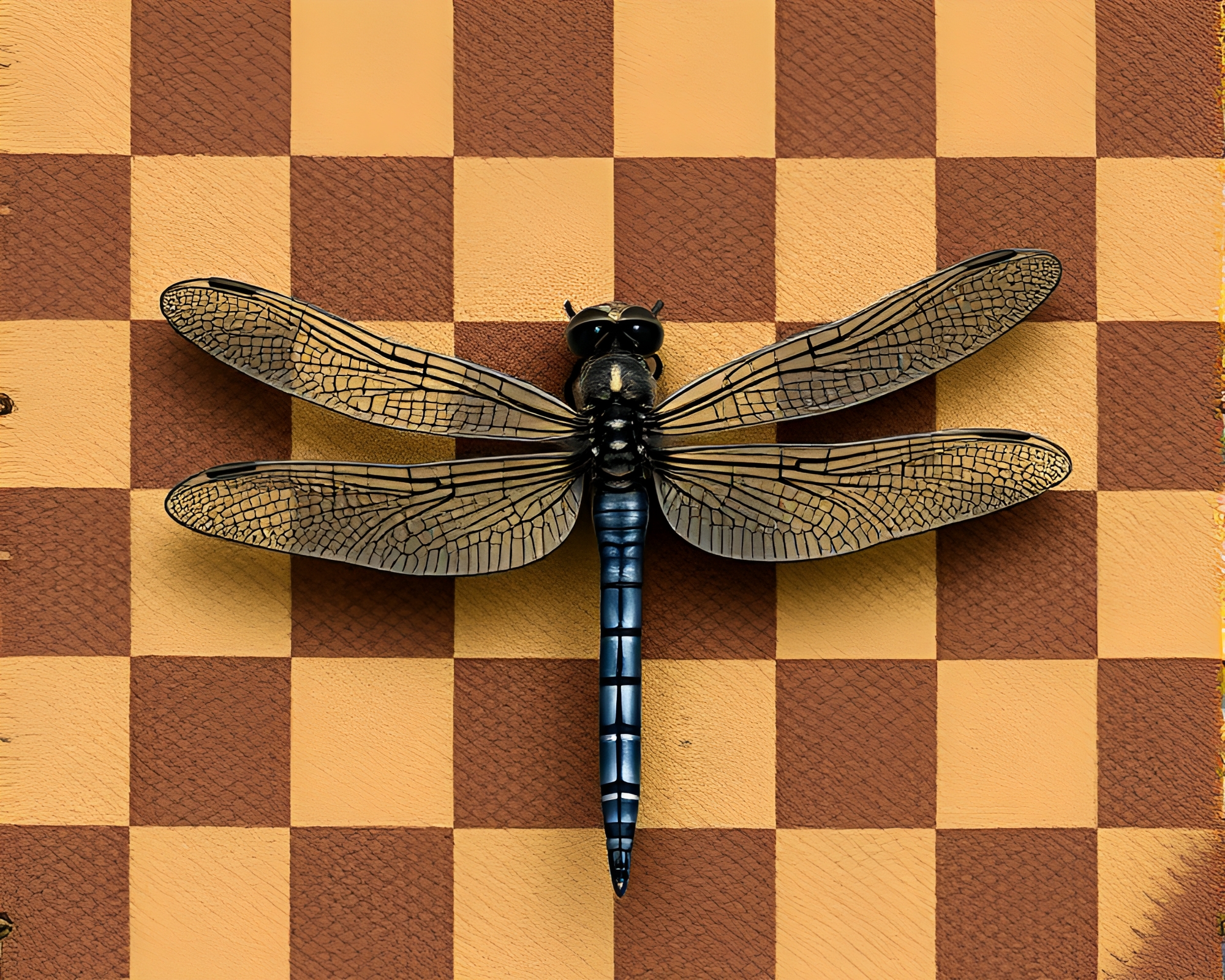 Dragonfly Checkered Pattern 3D Scan Composition – free AI stock image