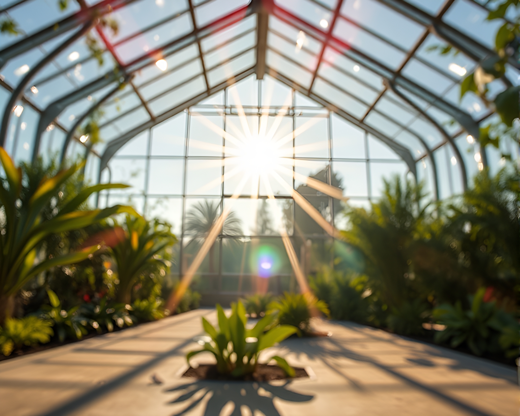 Surreal Glass Greenhouse with Hair Simulation Light – free AI stock image
