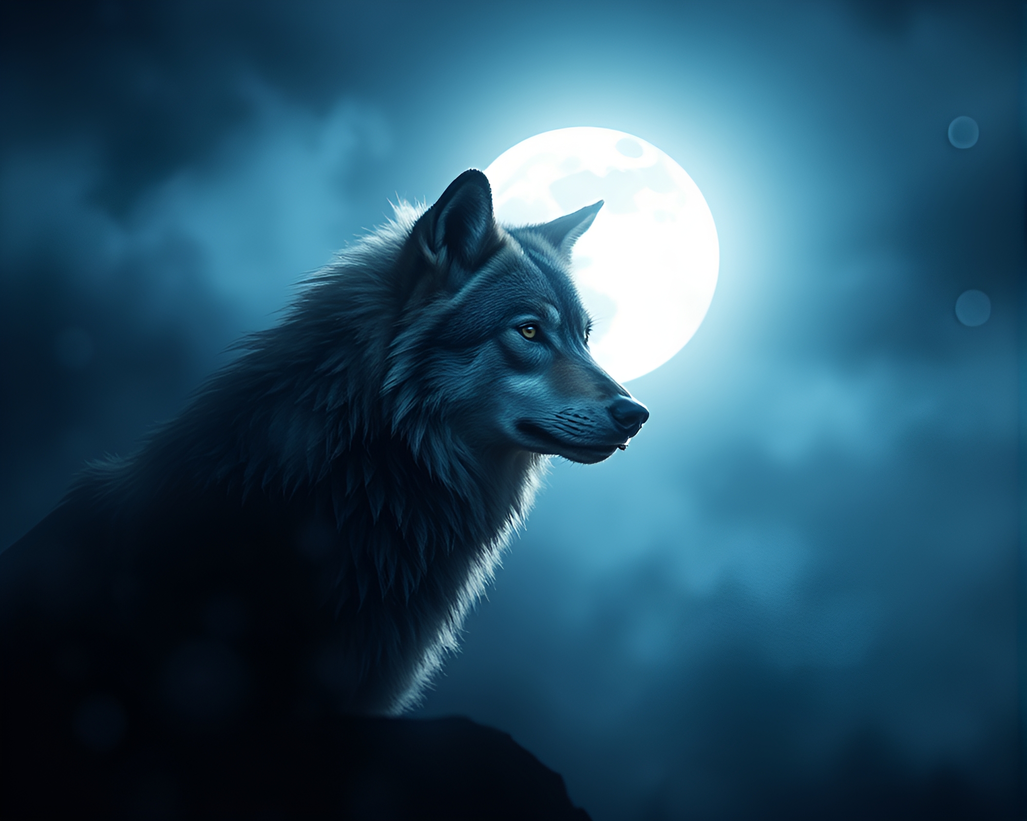 Moonlit Wolf in Pixelated Natural Light Composition – free AI stock image