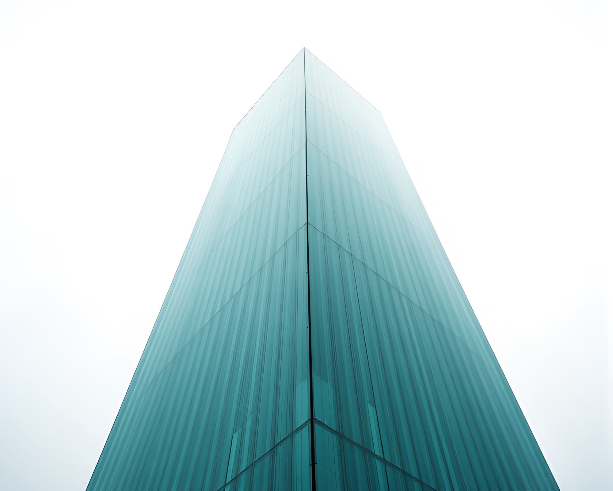 Tower of Turquoise Serenity in Monochrome Glass – free AI stock image