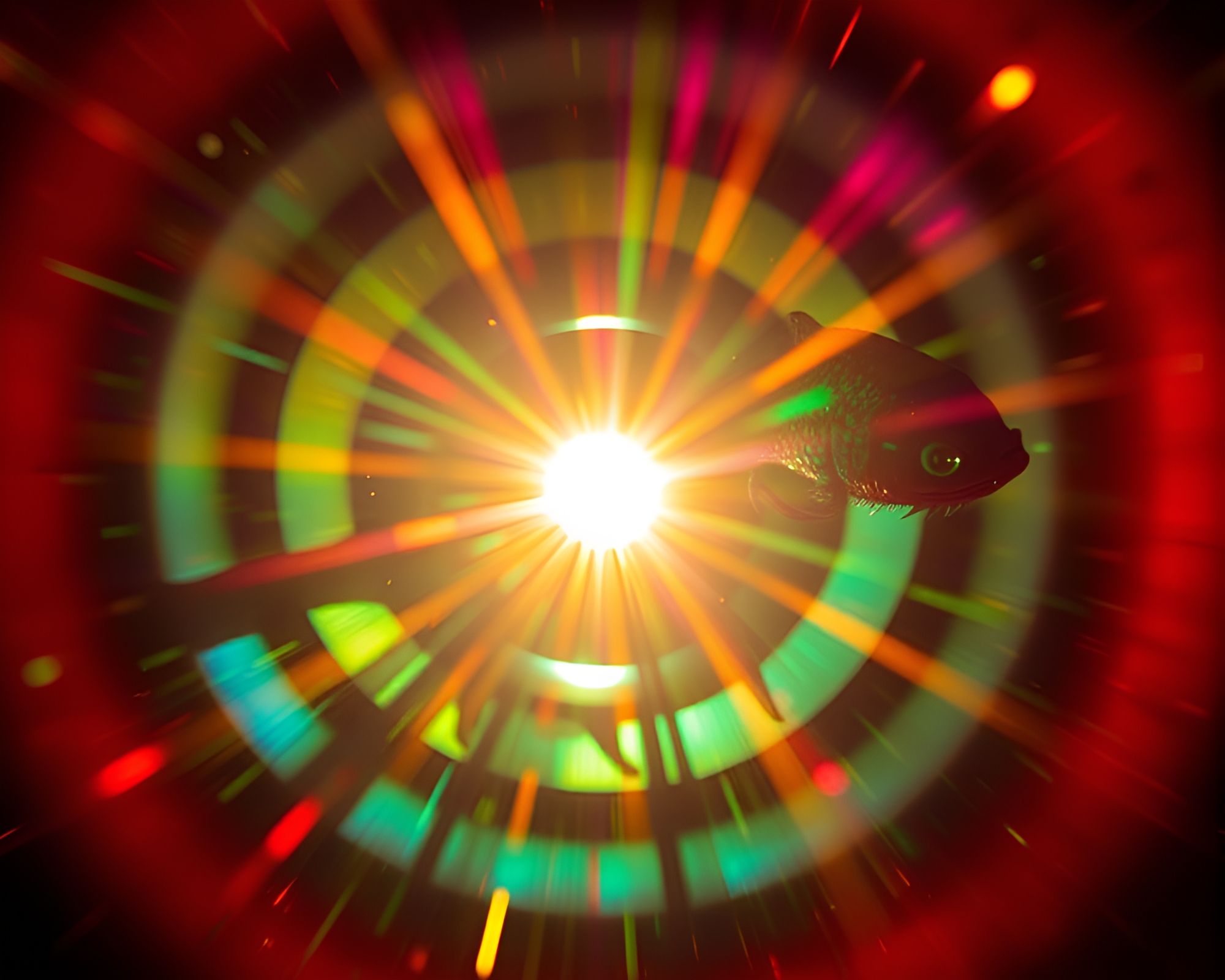 Basilisk in Lens Sunburst Splatter Art – free AI stock image