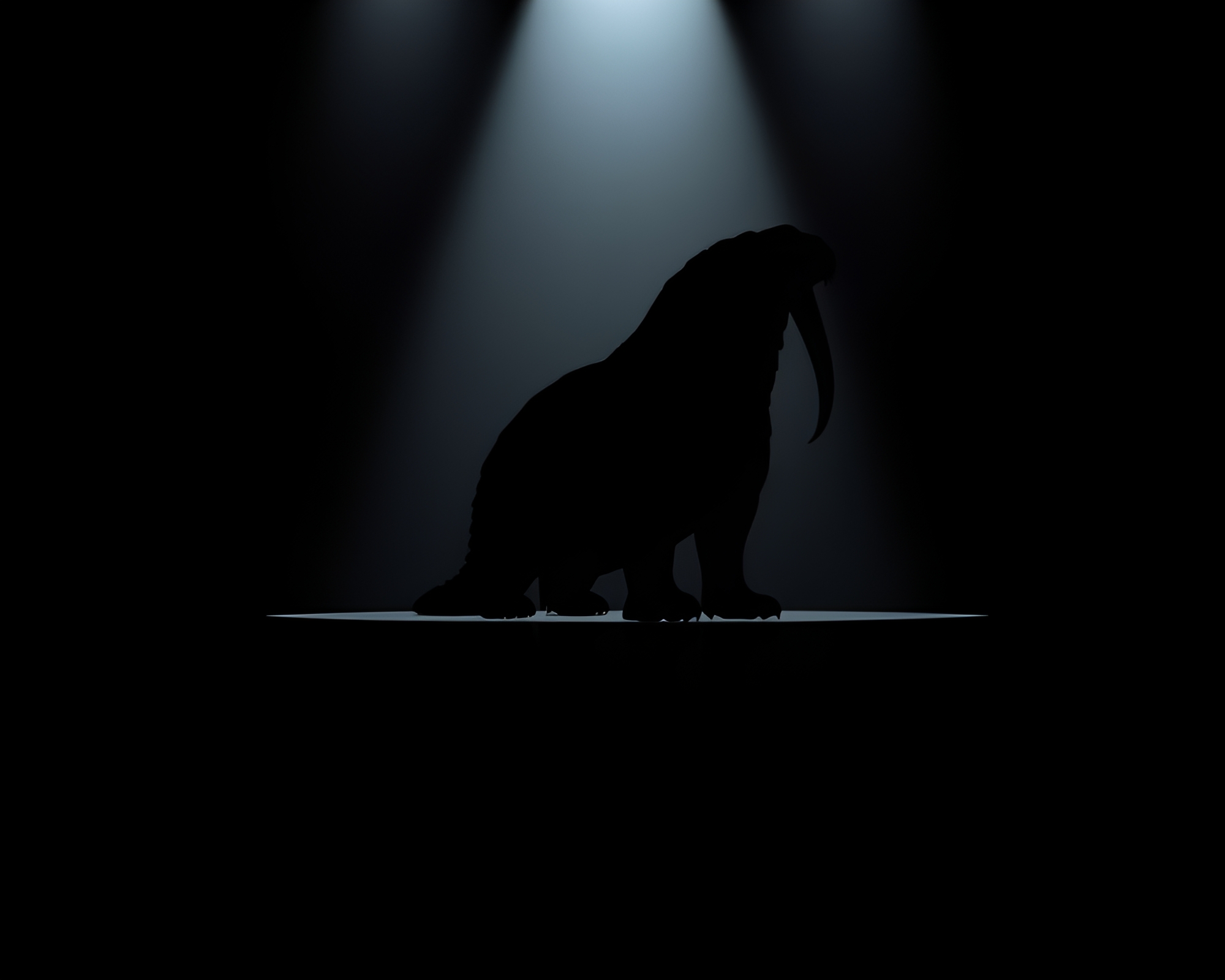 Walrus Reflection Silhouette Under Stage Spotlights – free AI stock image